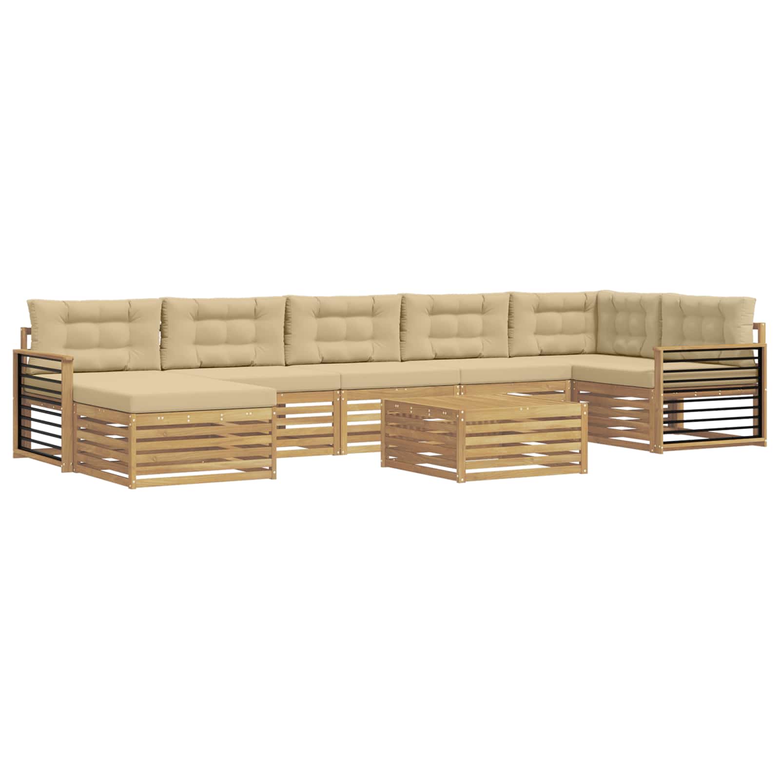 vidaXL Buiten bankenset 8 st 7-zits Wit en Beige, foto 3