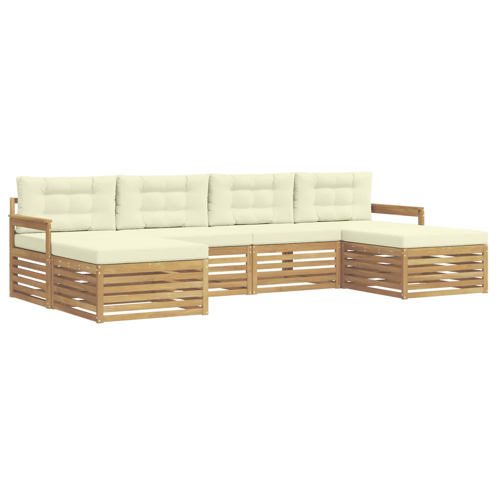 Sofa-Sets 6 pcs Wit en crèmekleurig Massief Acaciahout image 2