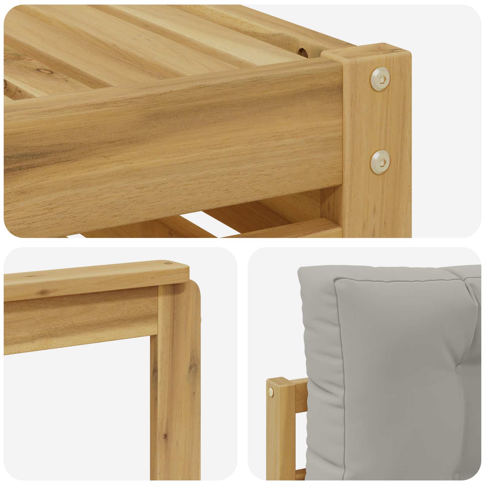 Sofa-Sets met kussen 6 pcs Wit en Lichtgrijs Massief Acaciahout image 5