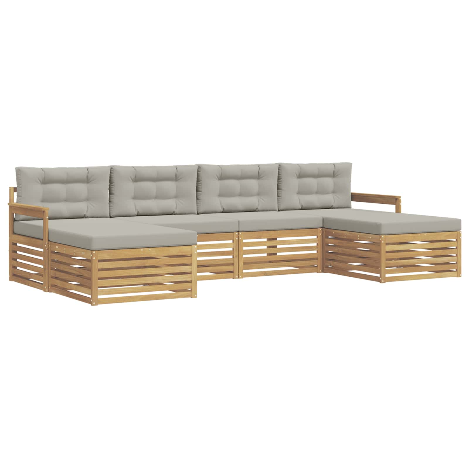 Sofa-Sets met kussen 6 pcs Wit en Lichtgrijs Massief Acaciahout image 2
