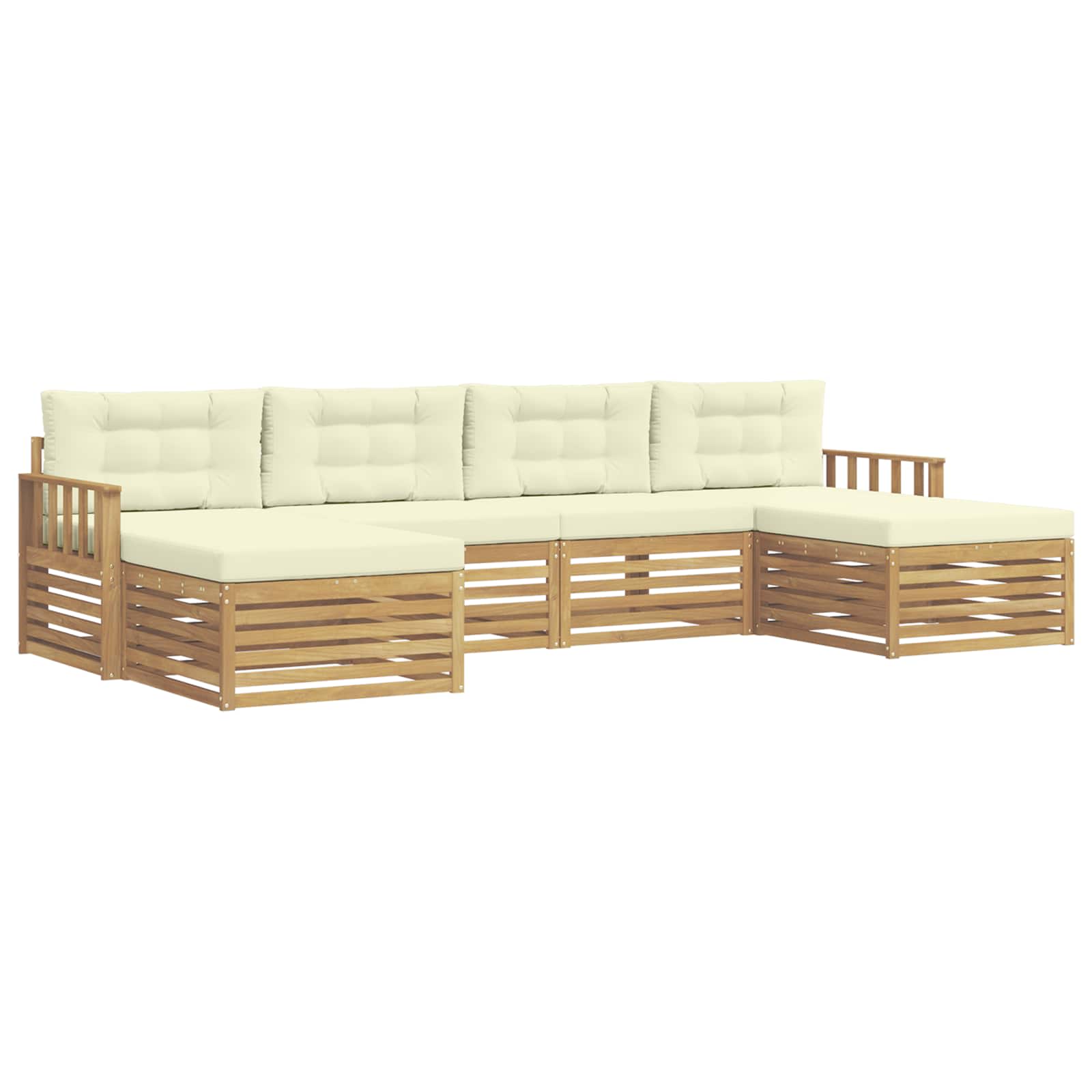 Sofa-Sets 6 pcs Wit en crèmekleurig Massief Acaciahout image 2