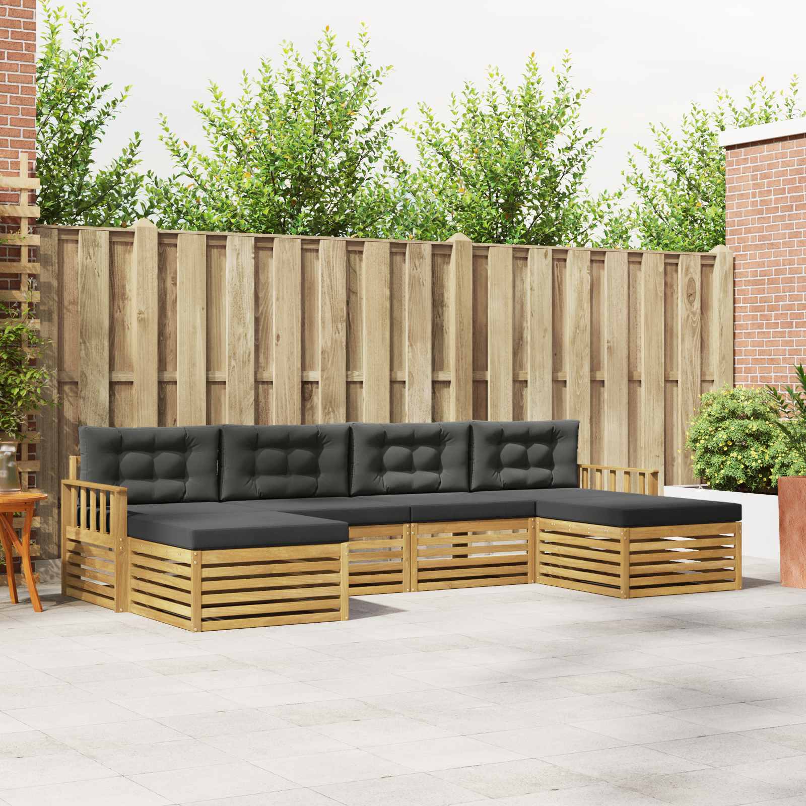 Sofa-Sets 6 pcs Wit en antracietkleurig Massief Acaciahout image 1