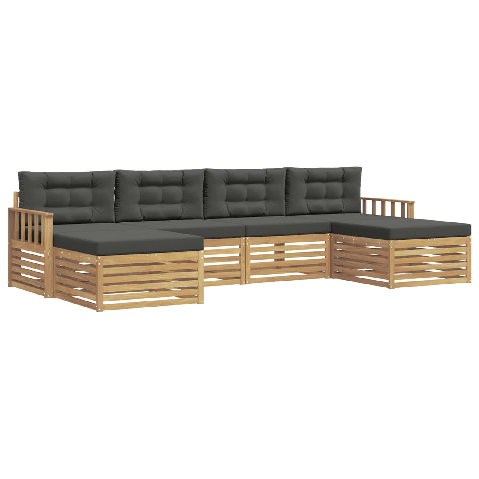 Sofa-Sets 6 pcs Wit en antracietkleurig Massief Acaciahout image 2
