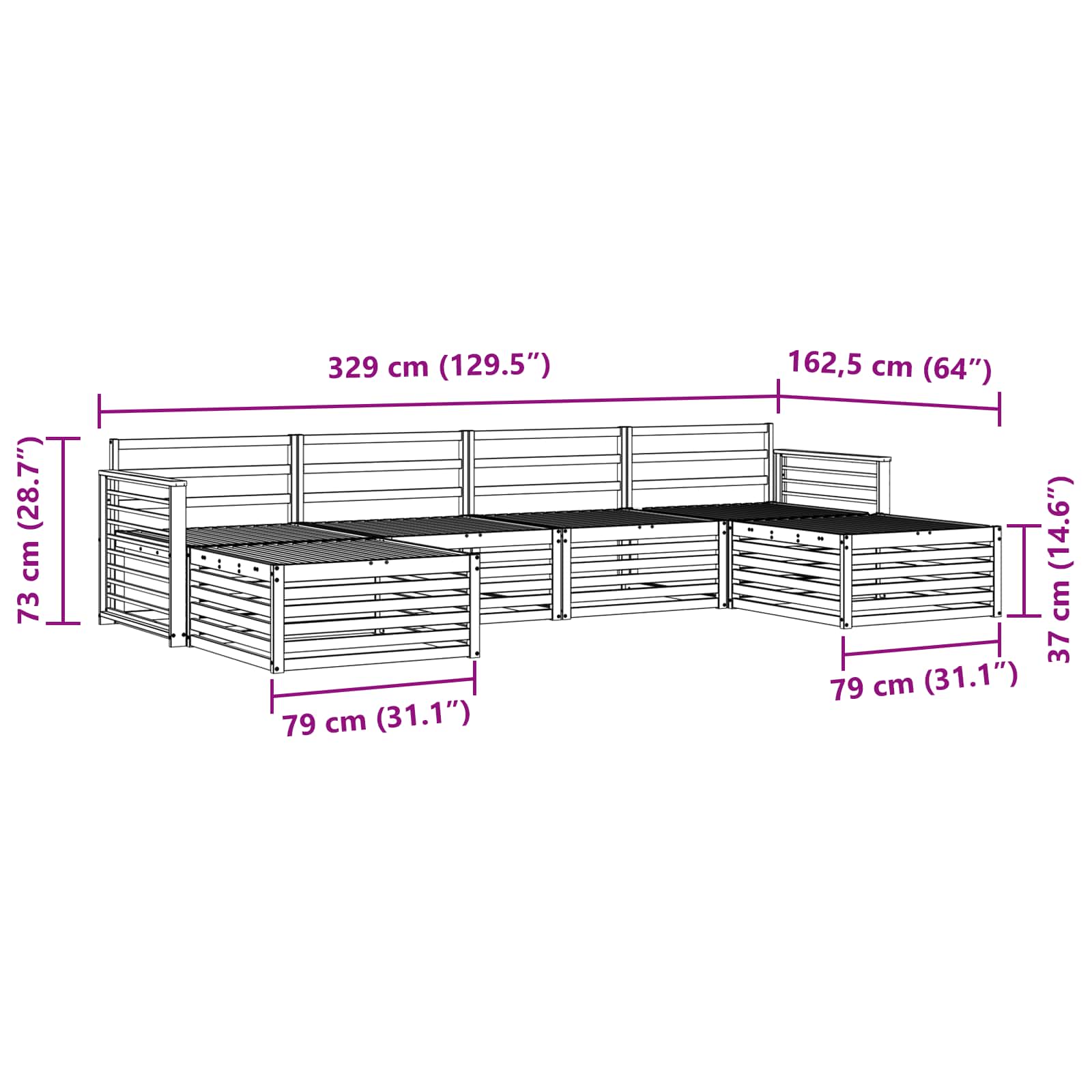 Sofa-Sets 6 pcs Wit Massief Acaciahout image 7