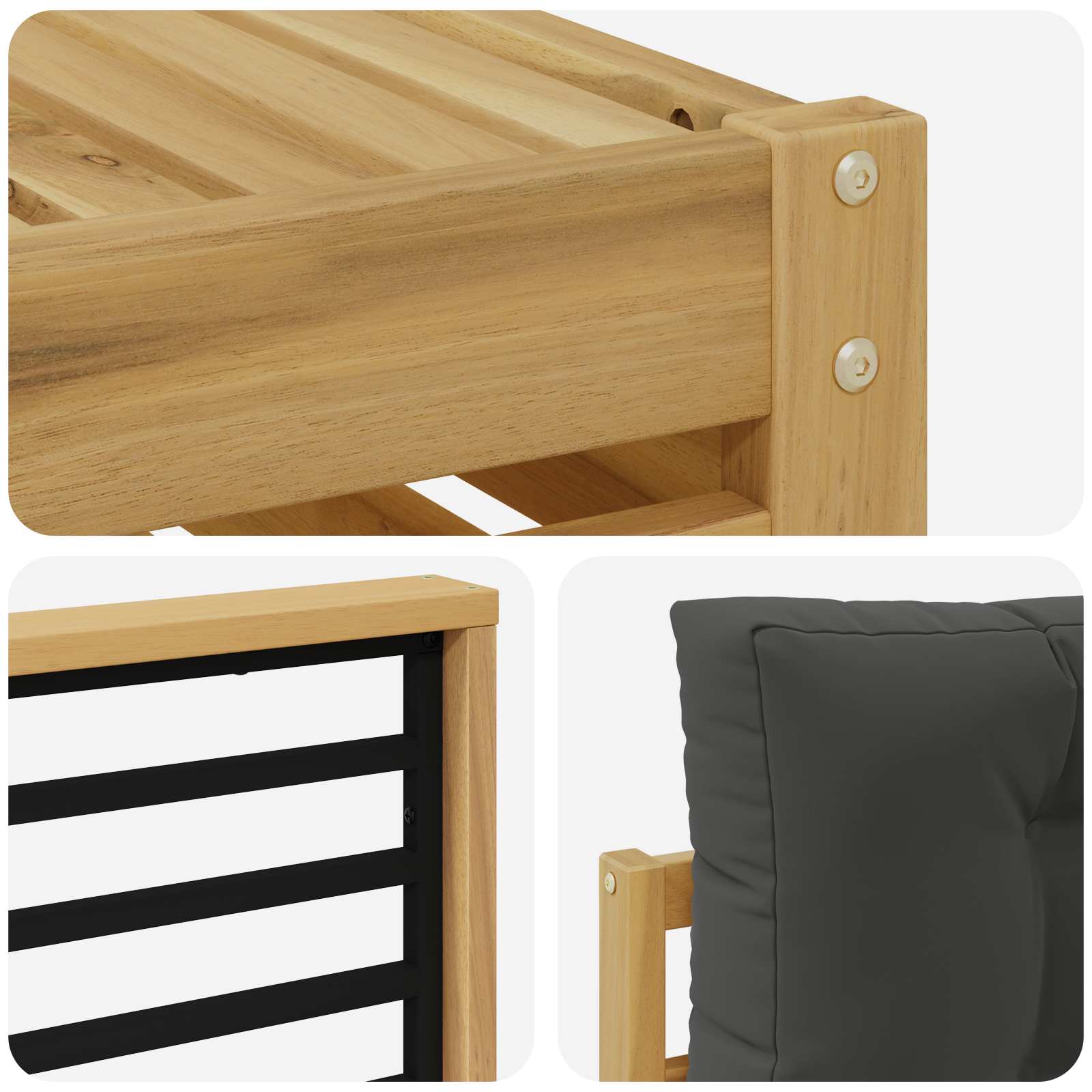 Sofa-Sets 6 pcs Wit en antracietkleurig Massief Acaciahout image 5