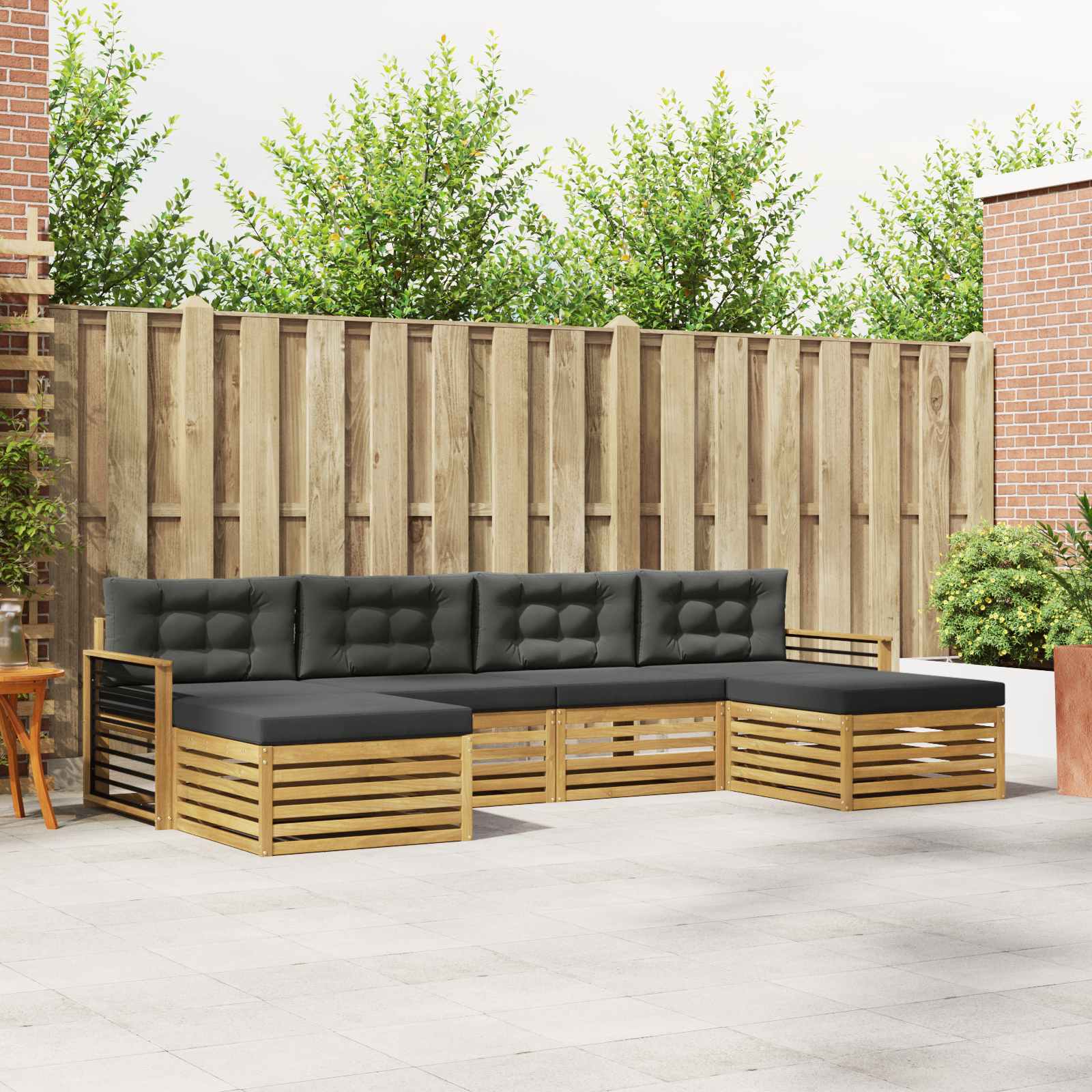 Sofa-Sets 6 pcs Wit en antracietkleurig Massief Acaciahout image 1