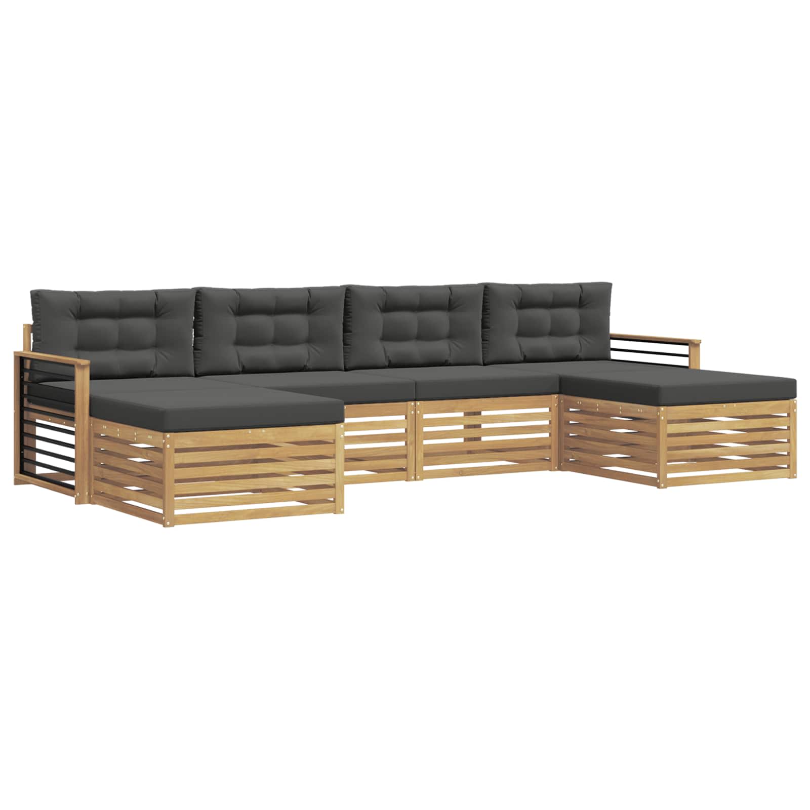 Sofa-Sets 6 pcs Wit en antracietkleurig Massief Acaciahout image 2