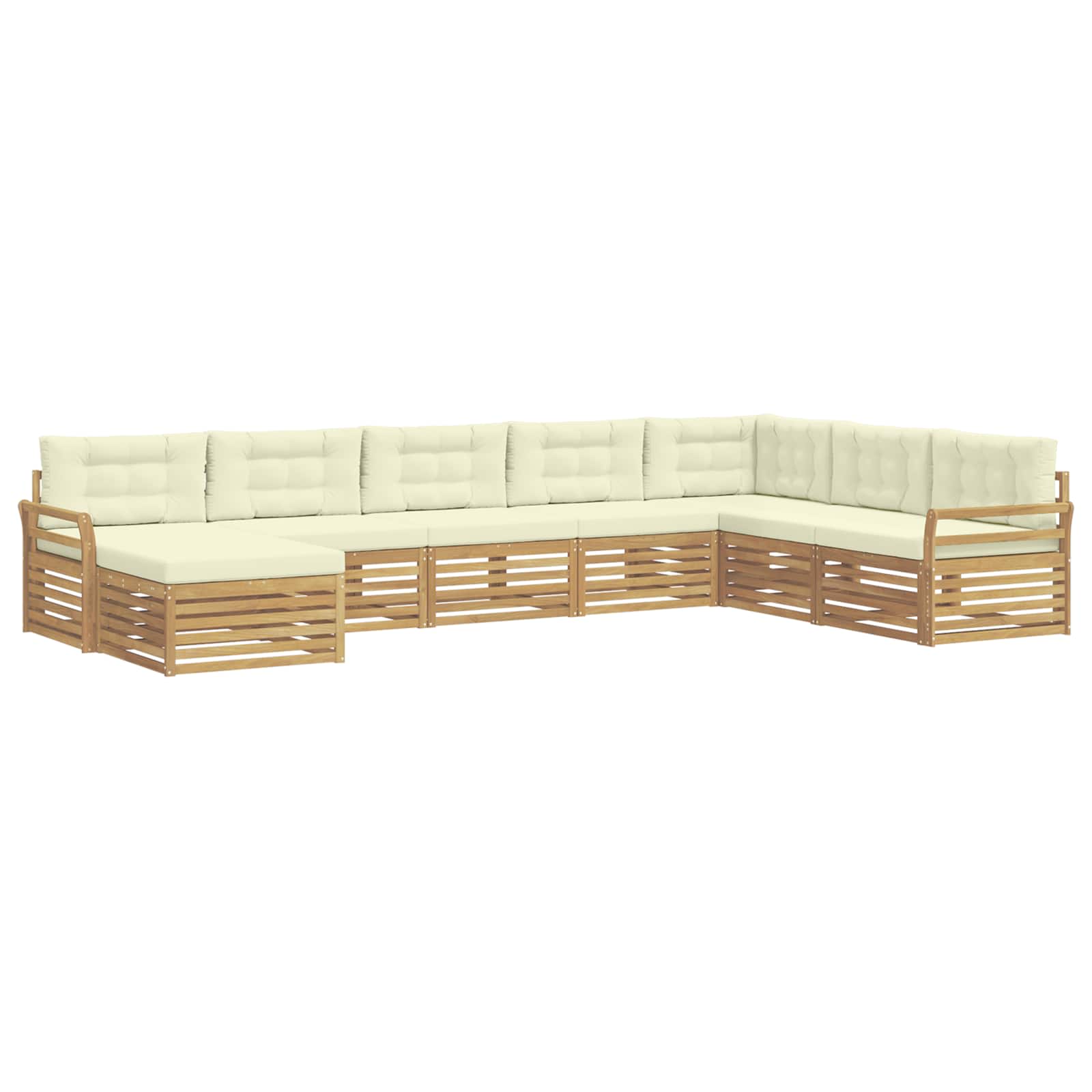 Buiten bankenset 8 pcs Wit en crèmekleurig Massief Acaciahout image 2