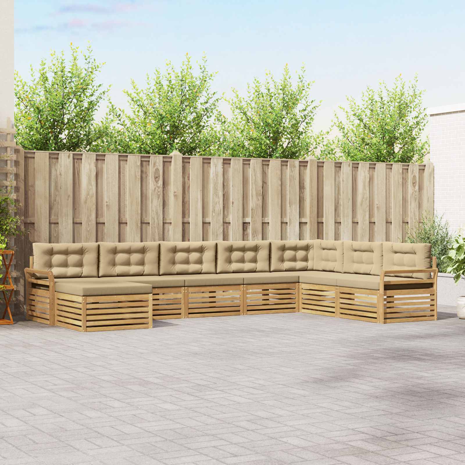 Buiten bankenset 8 pcs Wit en Beige Massief Acaciahout image 1