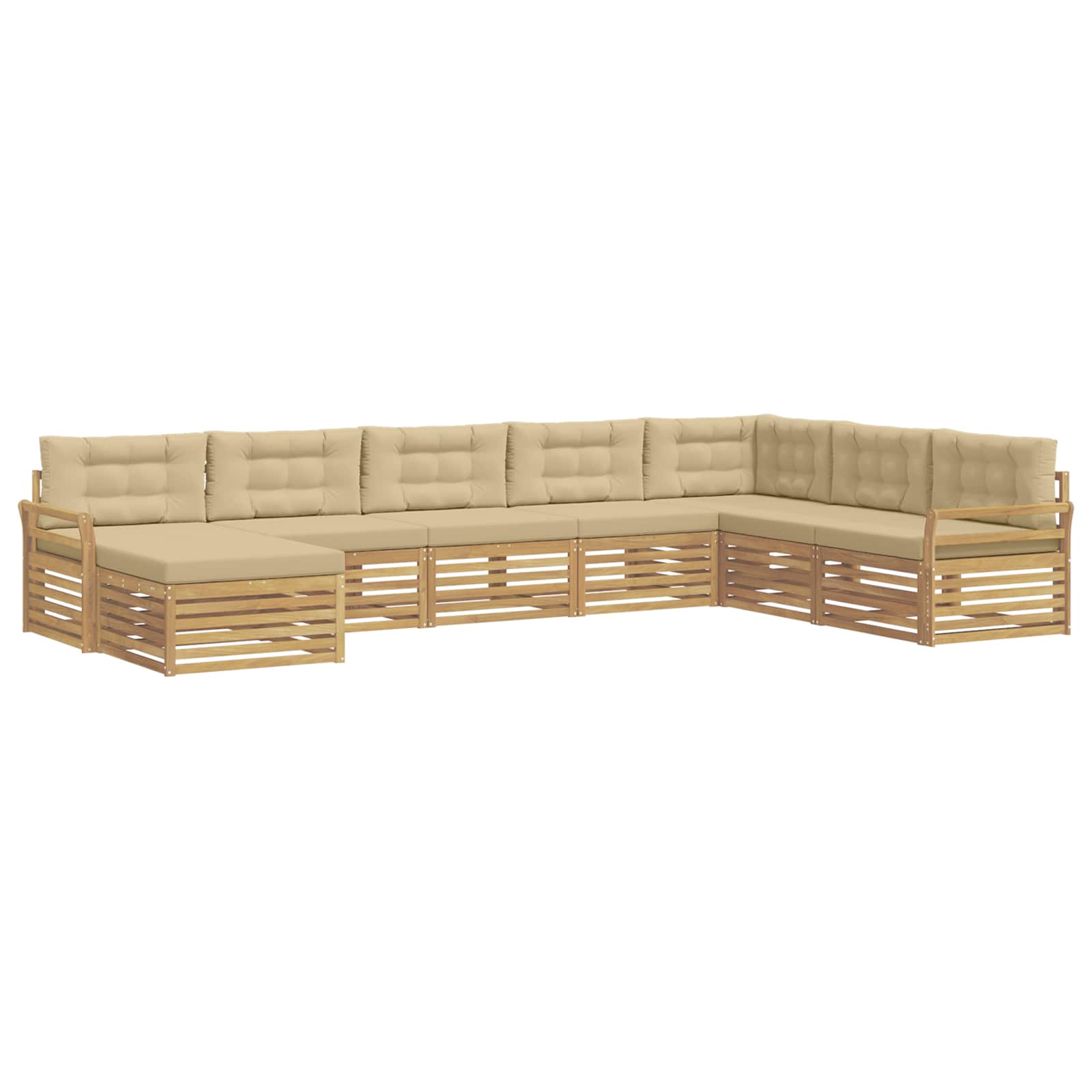 Buiten bankenset 8 pcs Wit en Beige Massief Acaciahout image 2