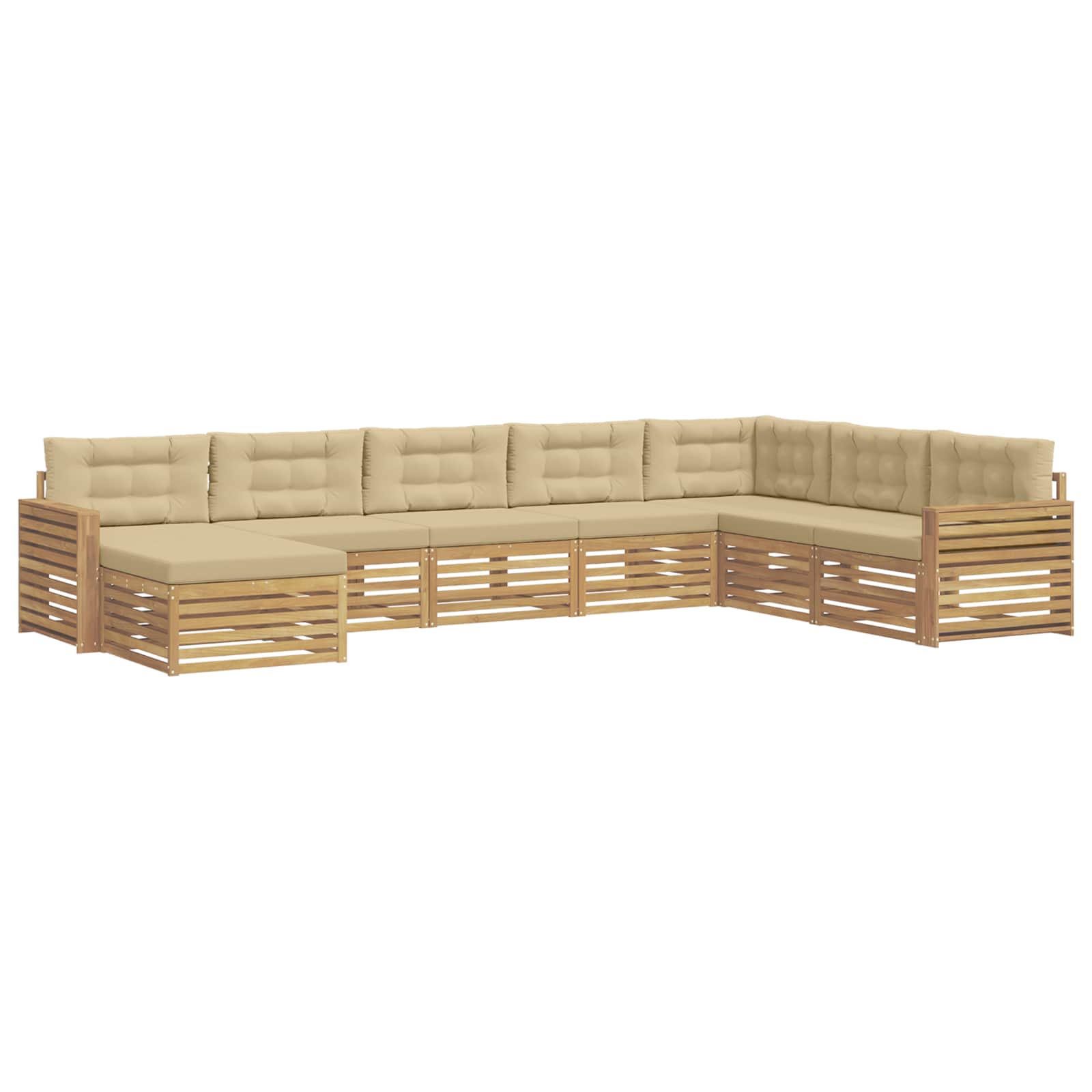 Buiten bankenset 8 pcs Wit en Beige Massief Acaciahout image 2