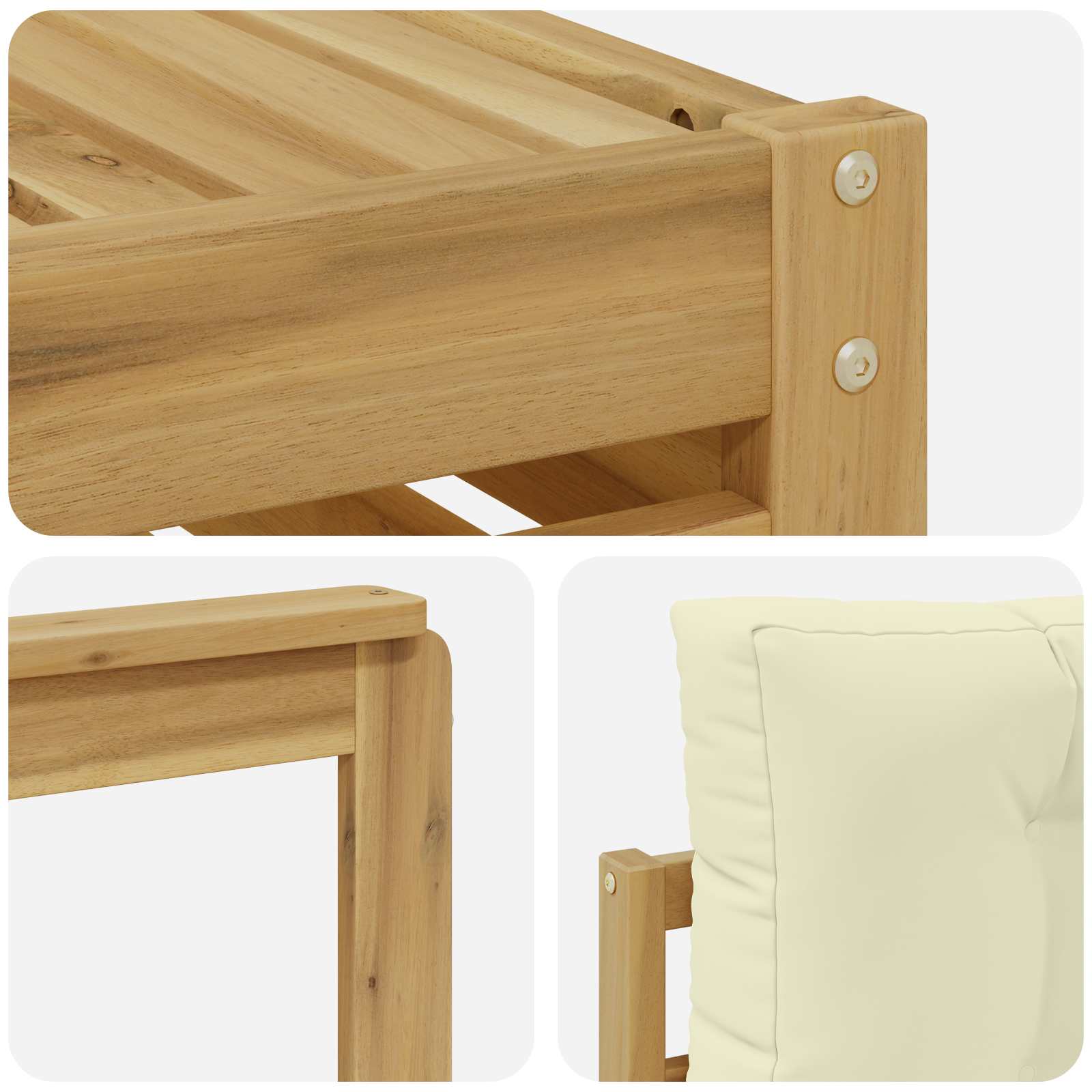 Buiten bankenset 9 pcs Wit en crèmekleurig Massief Acaciahout image 7