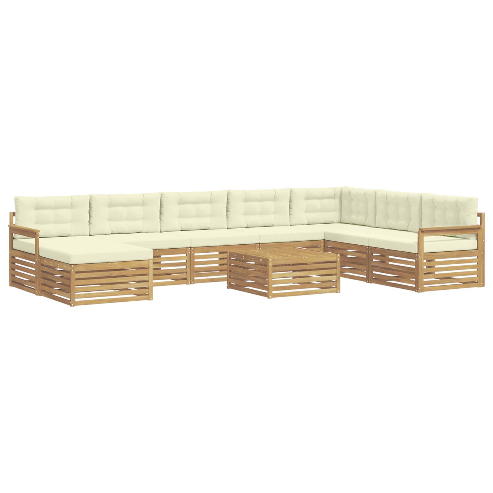 Buiten bankenset 9 pcs Wit en crèmekleurig Massief Acaciahout image 2