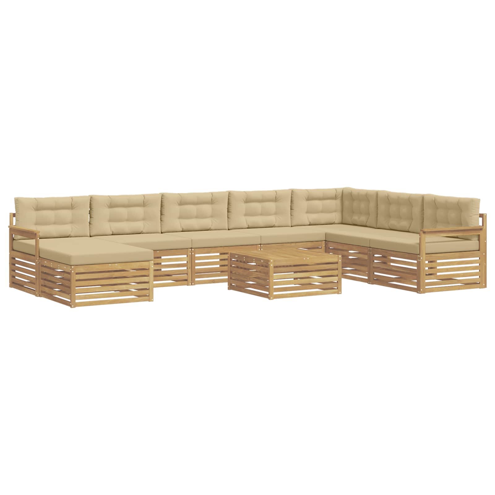 vidaXL Buiten bankenset 9 st 7-zits Wit en Beige Massief Acaciahout, foto 3