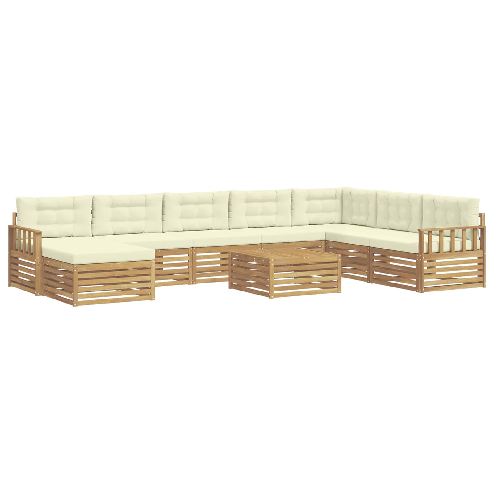 Buiten bankenset 9 pcs Wit en crèmekleurig Massief Acaciahout image 2