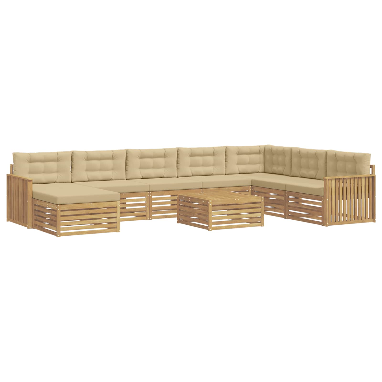 Buiten bankenset 9 pcs Wit en Beige Massief Acaciahout image 2
