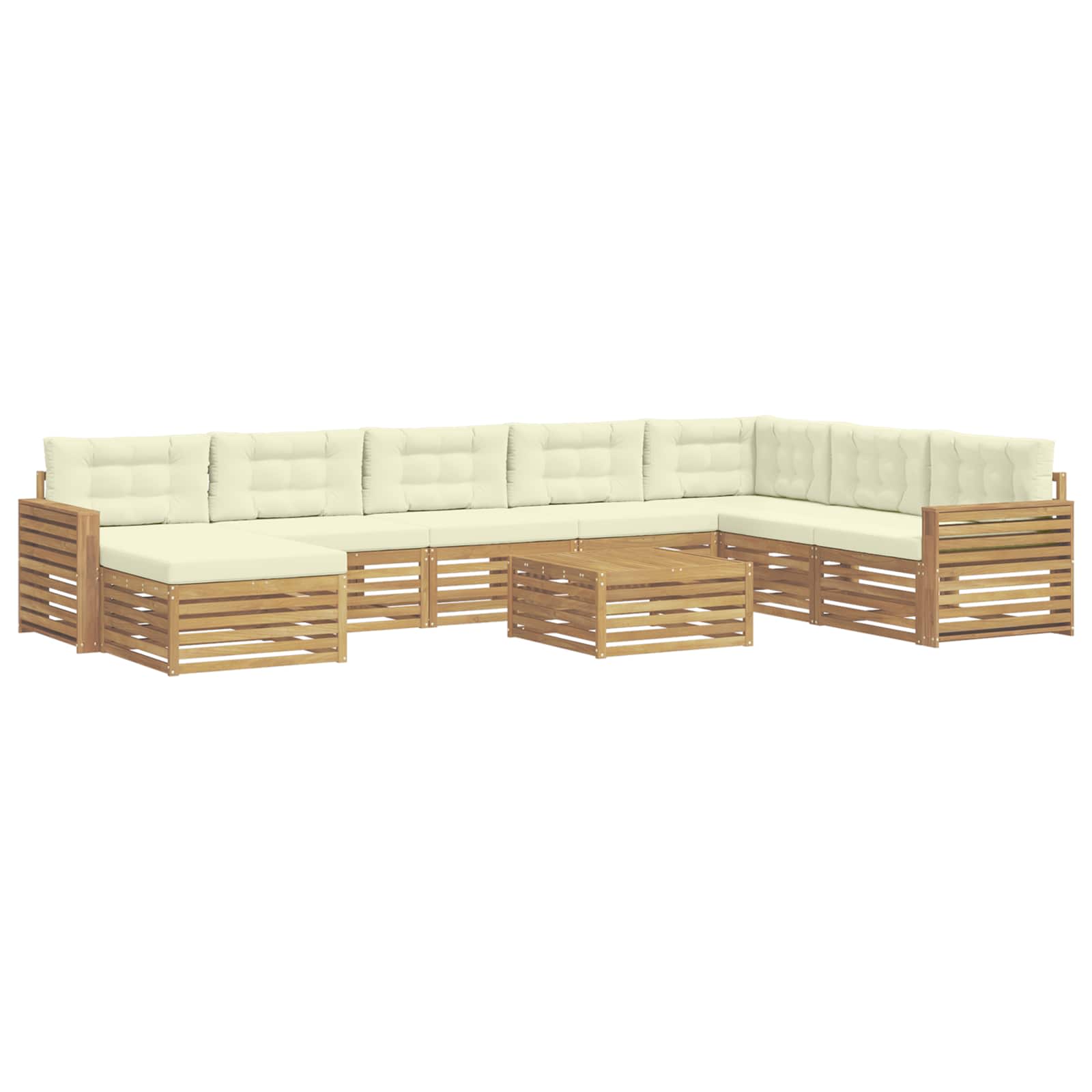 Buiten bankenset 9 pcs Wit en crèmekleurig Massief Acaciahout image 2