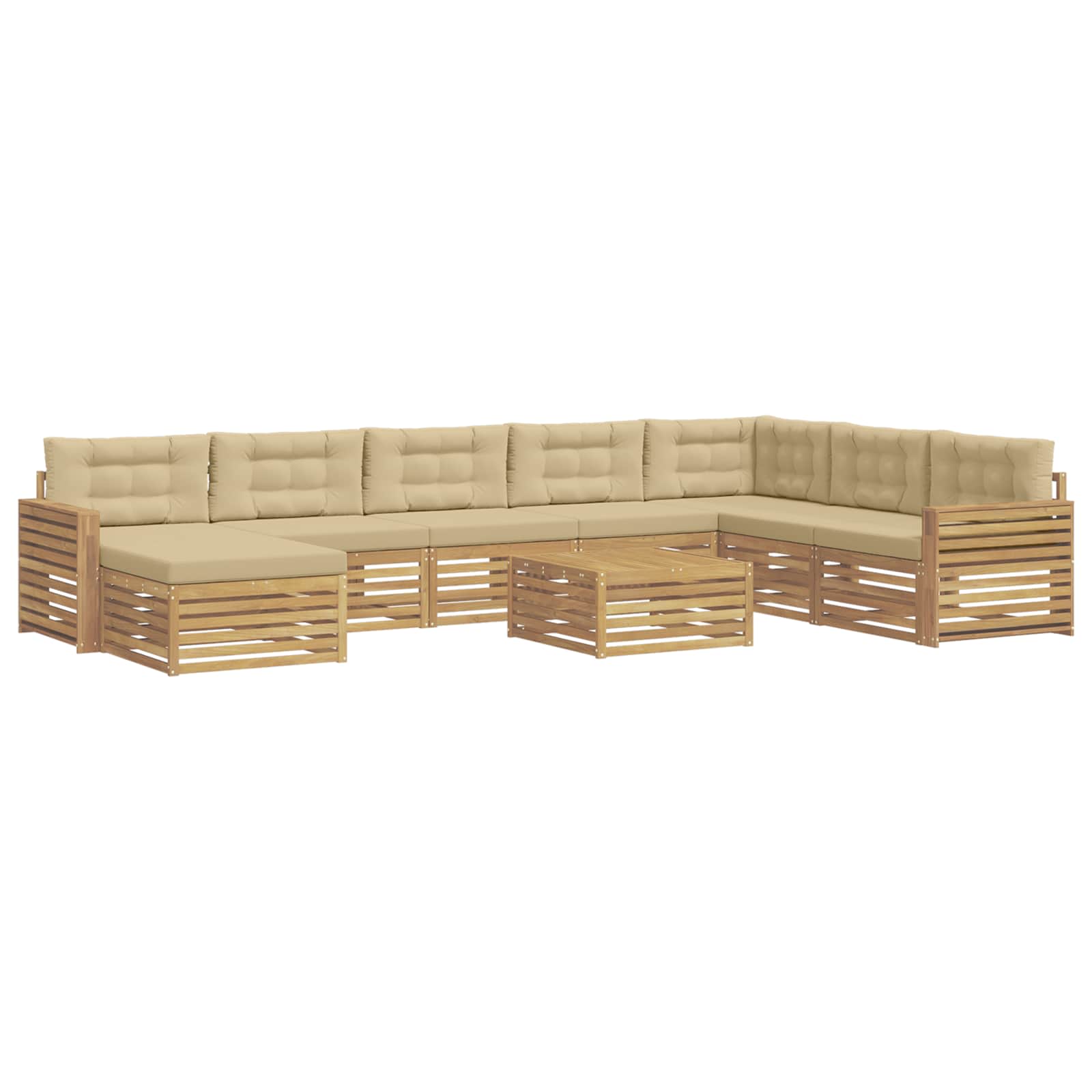 Buiten bankenset 9 pcs Wit en Beige Massief Acaciahout image 2