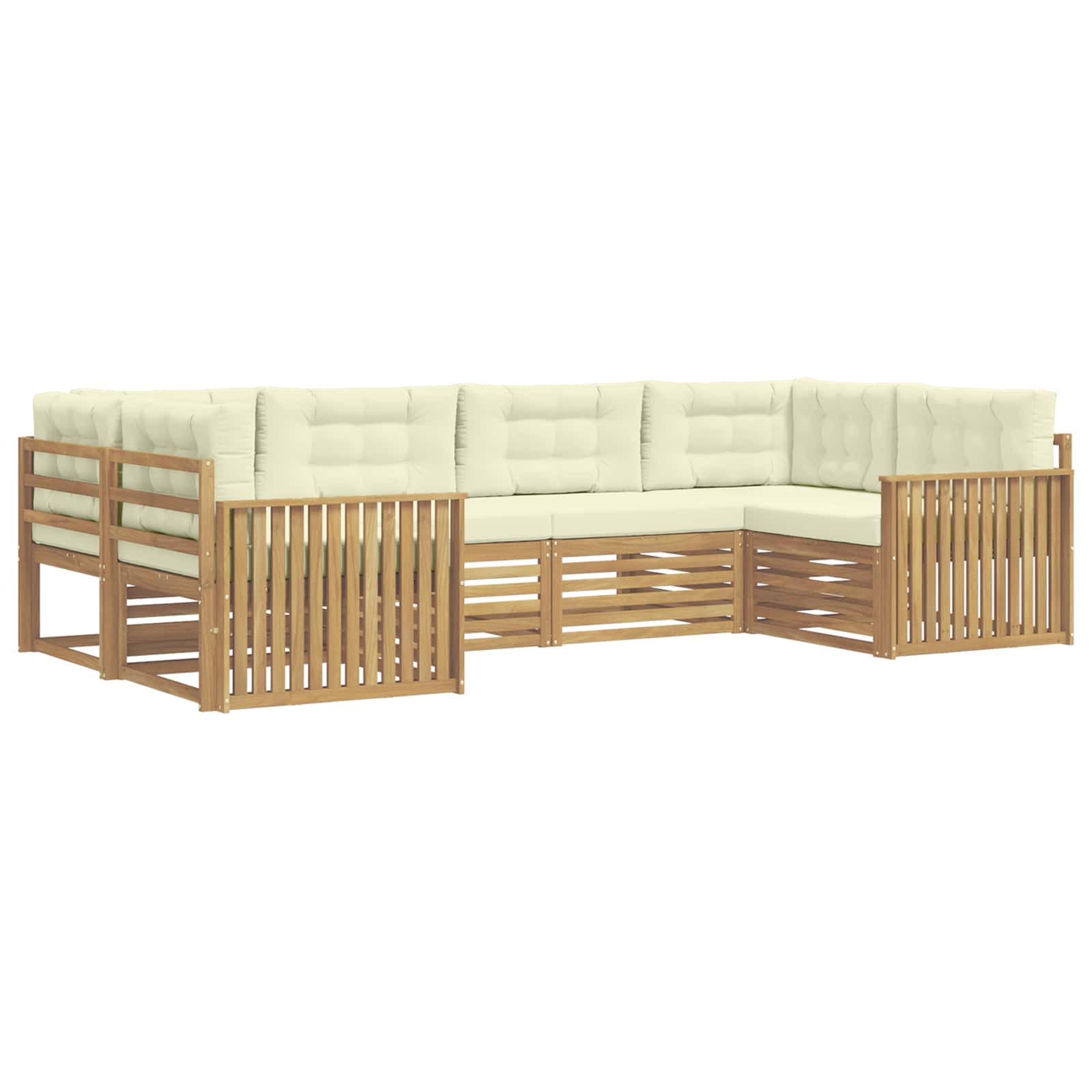 Zunanja garnitura za sedenje 6 pcs Bela in krem - slika 2