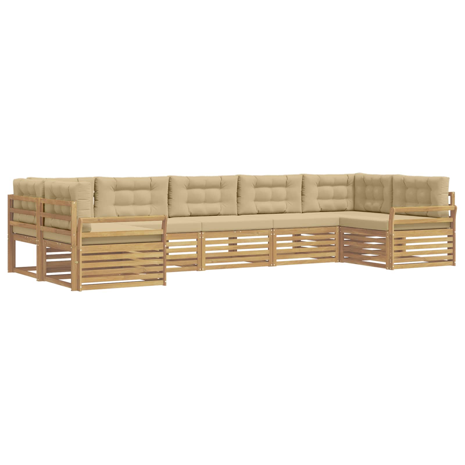 Buiten bankenset 7 pcs Wit en Beige Massief Acaciahout image 2