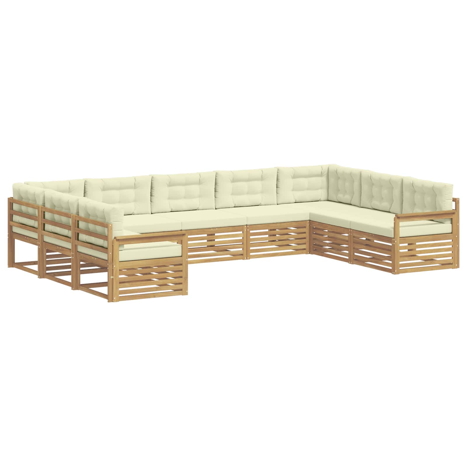 Buiten bankenset 9 pcs Wit en crèmekleurig Massief Acaciahout image 2