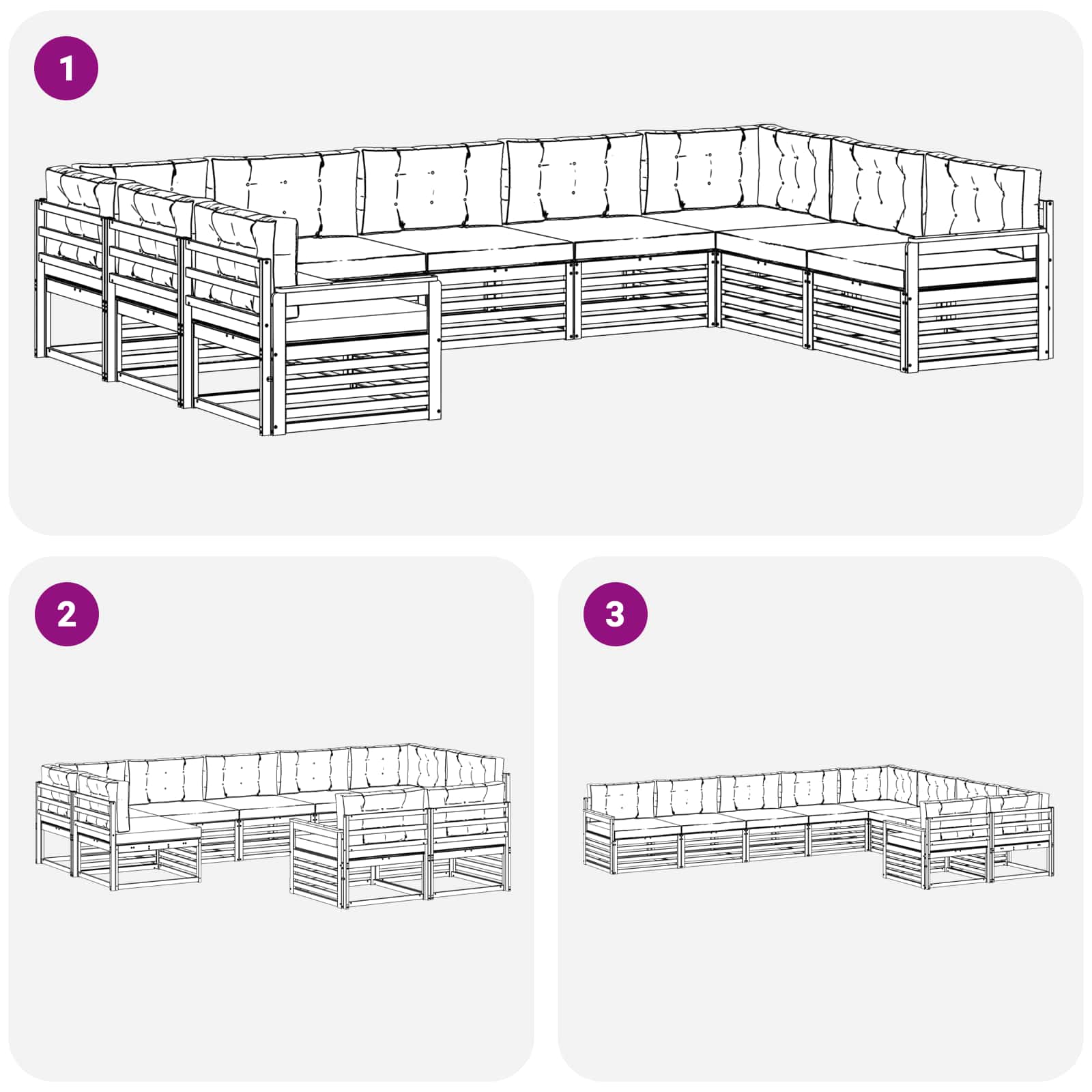 Buiten bankenset 9 pcs Wit en Beige Massief Acaciahout image 7