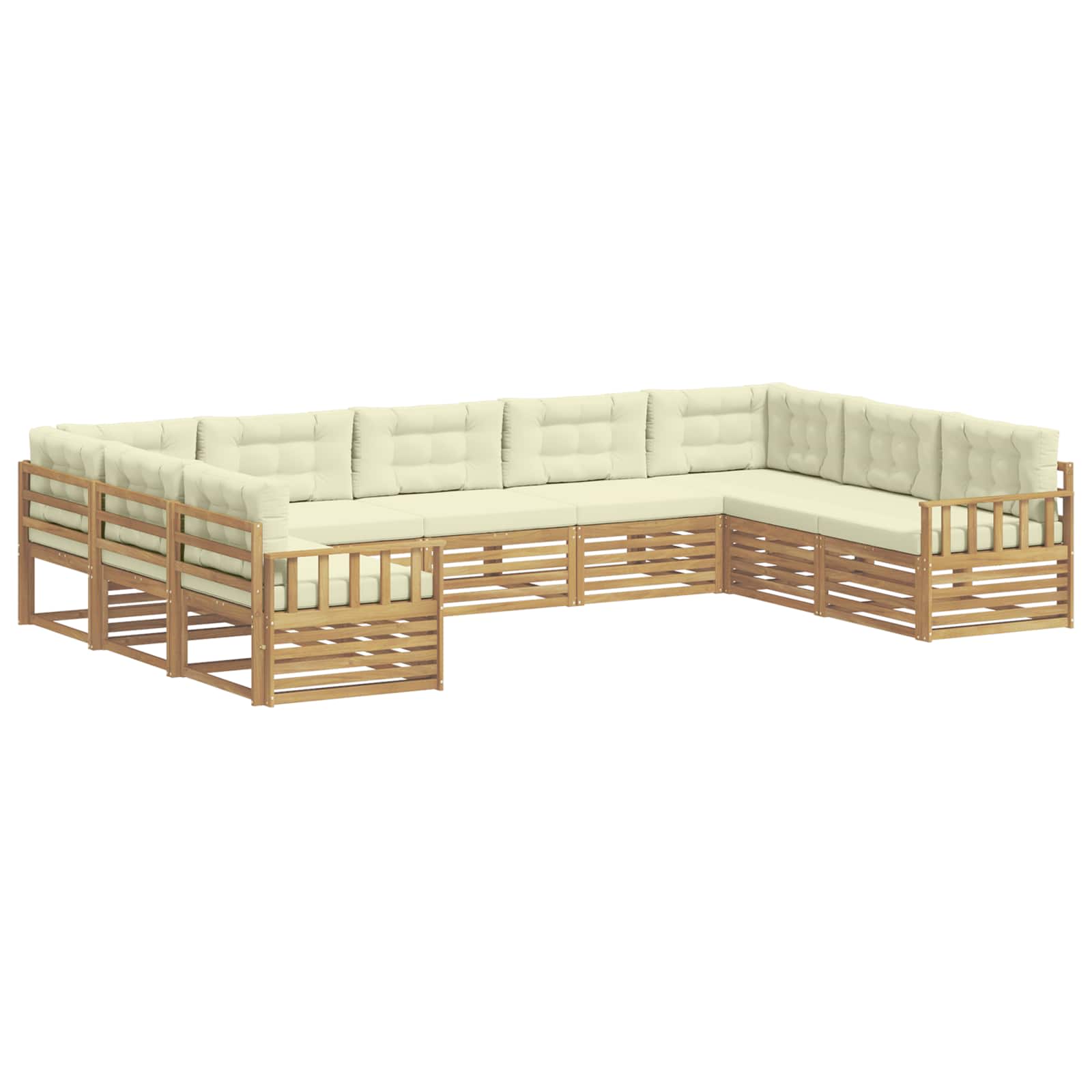 Buiten bankenset 9 pcs Wit en crèmekleurig Massief Acaciahout image 2