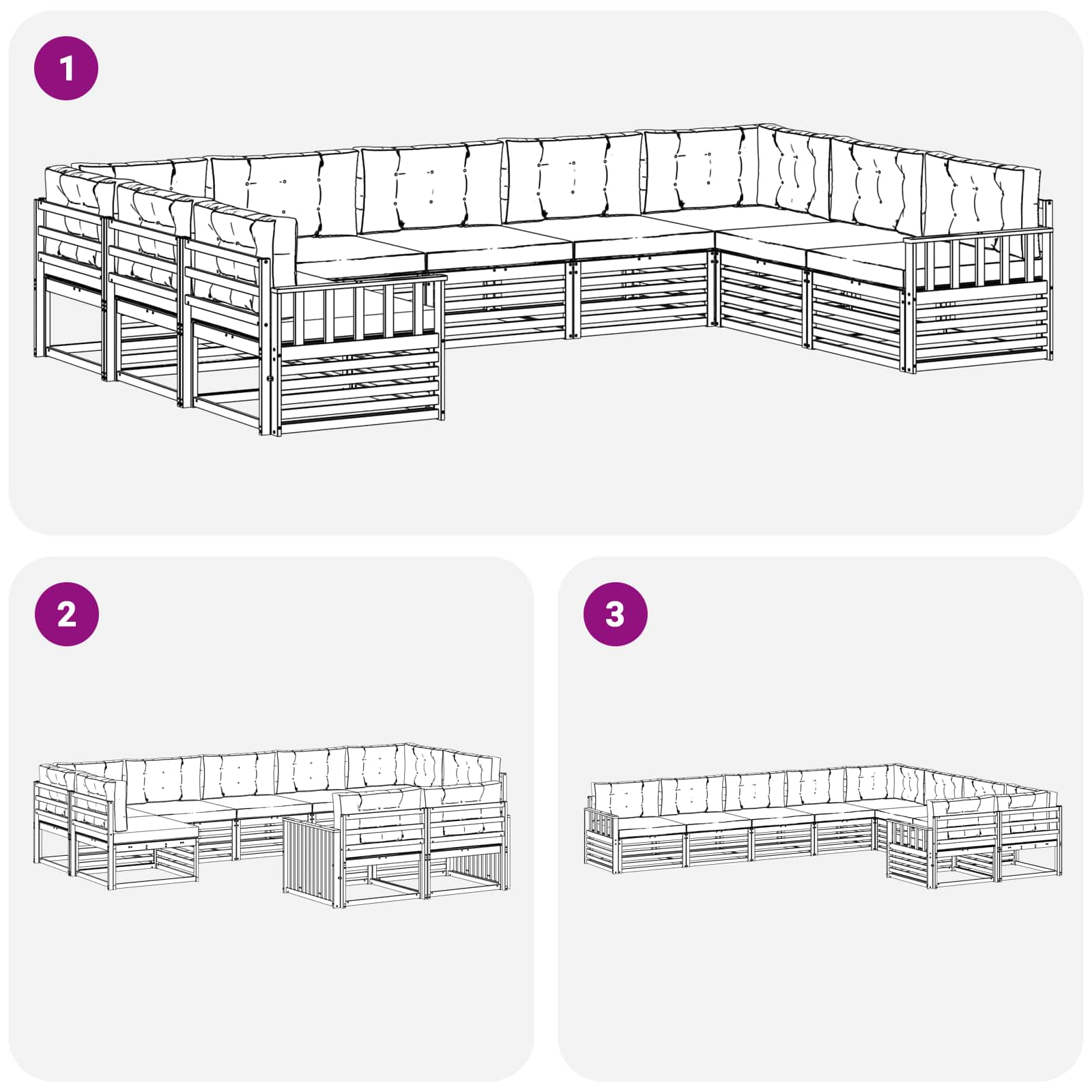 Buiten bankenset 9 pcs Wit en crèmekleurig Massief Acaciahout image 7