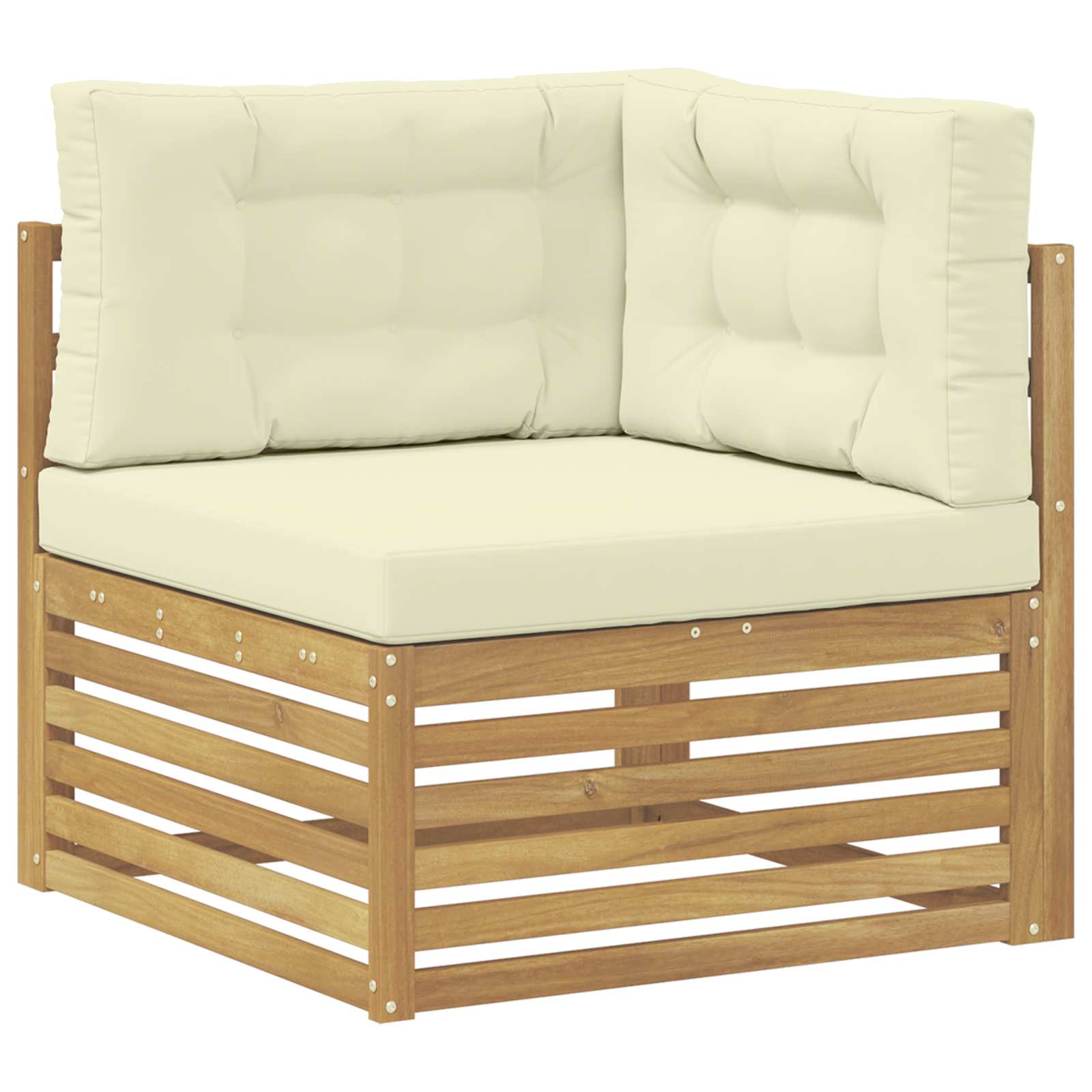 Buiten bankenset 9 pcs Wit en crèmekleurig Massief Acaciahout image 3