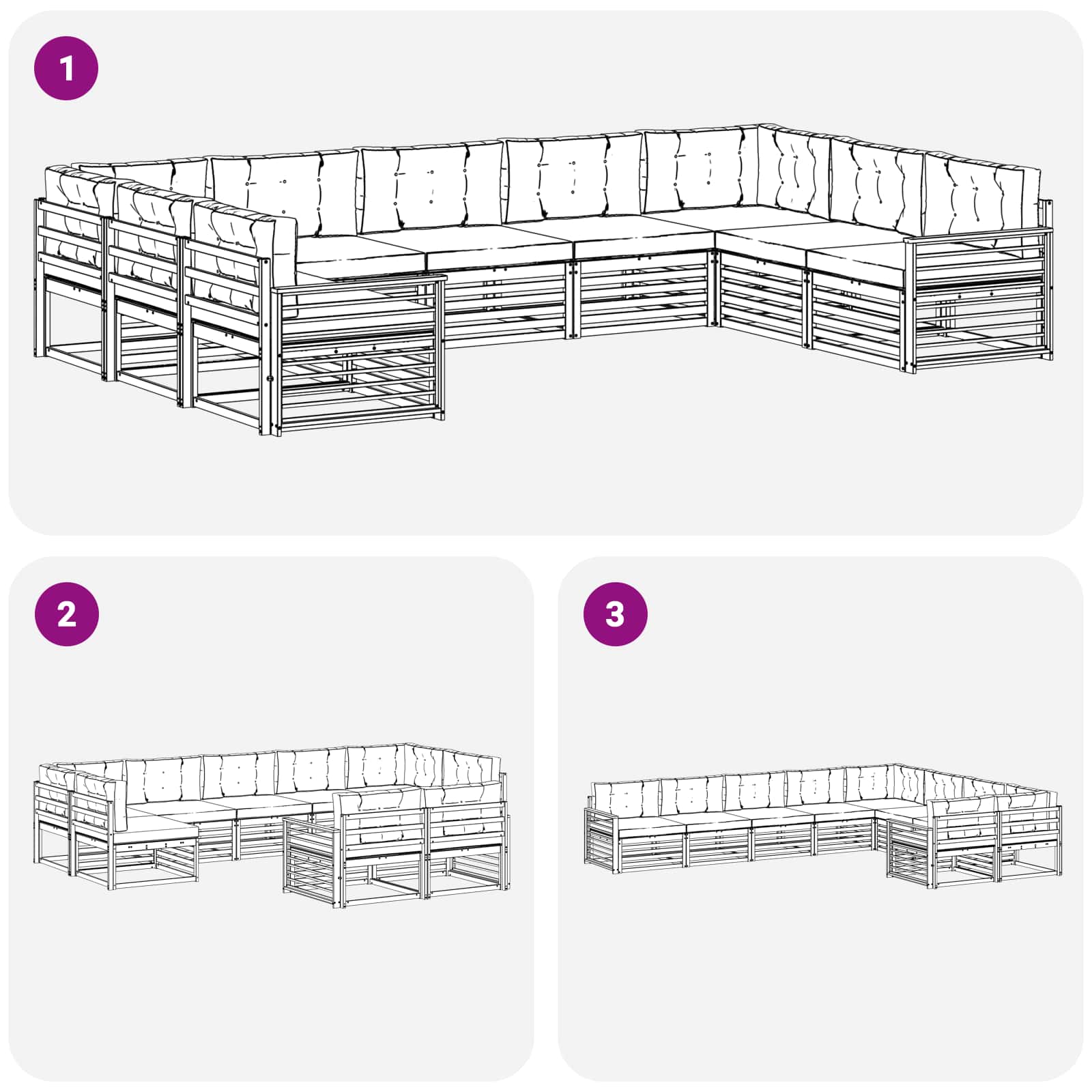 Buiten bankenset 9 pcs Wit en crèmekleurig Massief Acaciahout image 7