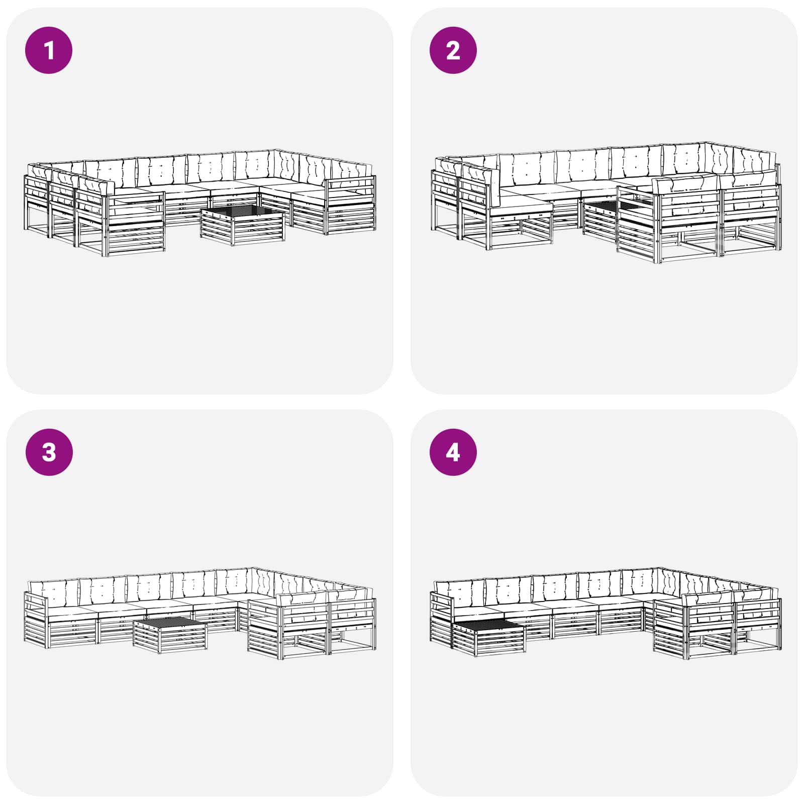 Buiten bankenset met kussen 10 pcs Massief Acaciahout image 7