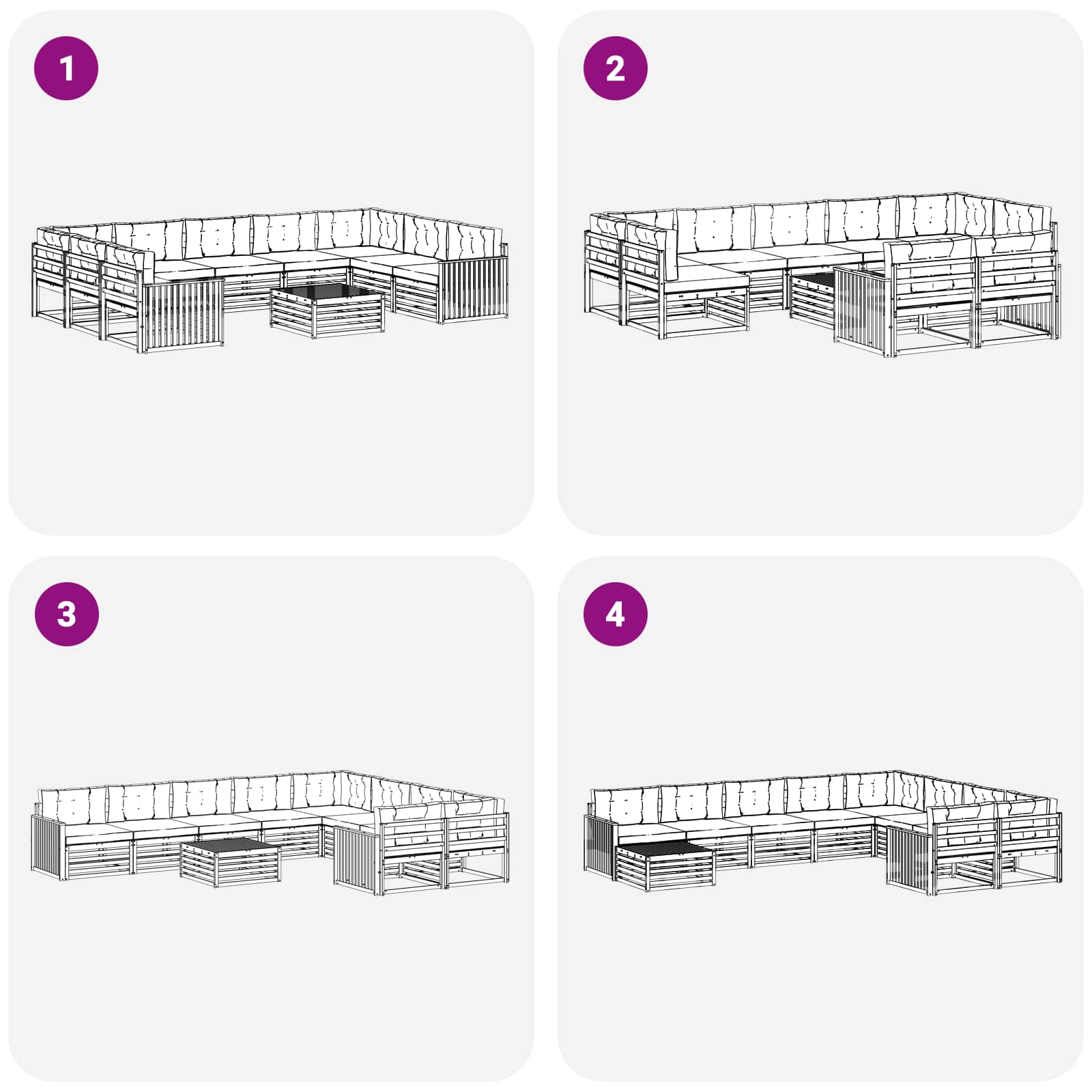 Buiten bankenset 10 pcs Wit en crèmekleurig Massief Acaciahout image 7