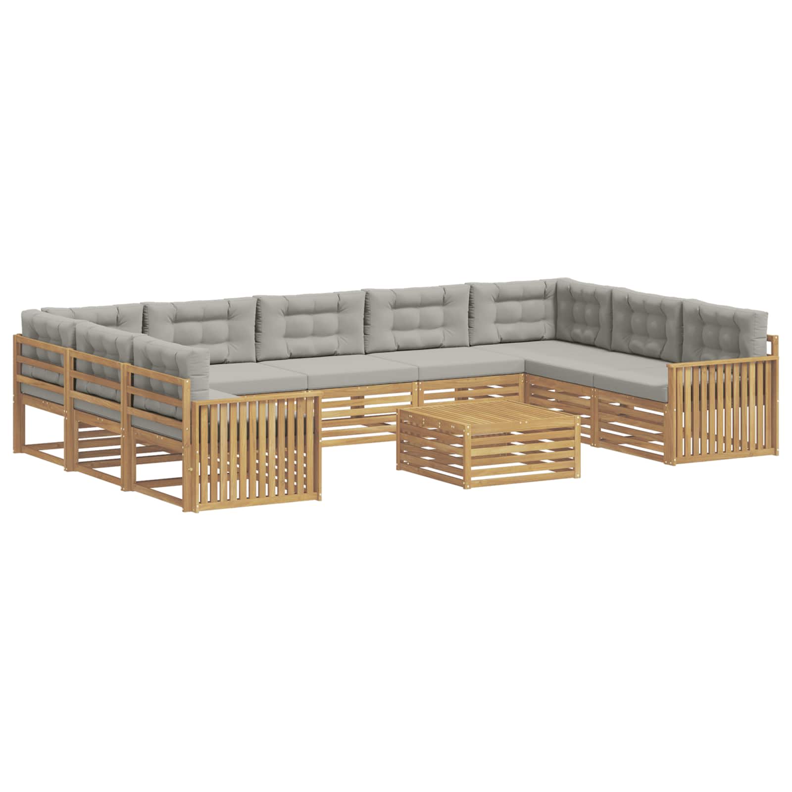 Комплект дивани за открито 10 бр. Бяло и светлосиво — изображение 2