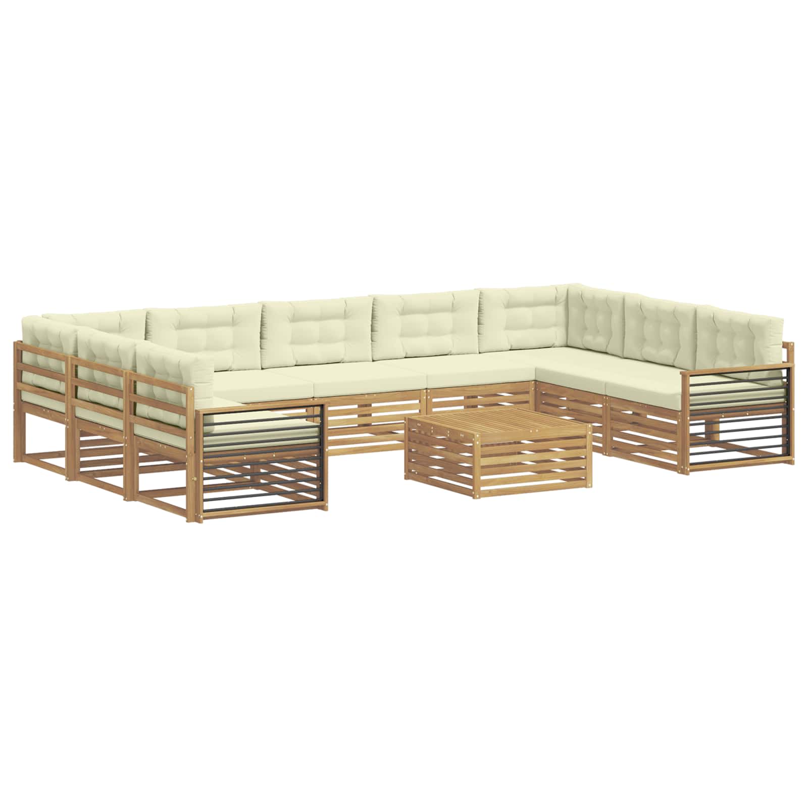 Buiten bankenset 10 pcs Wit en crèmekleurig Massief Acaciahout image 2