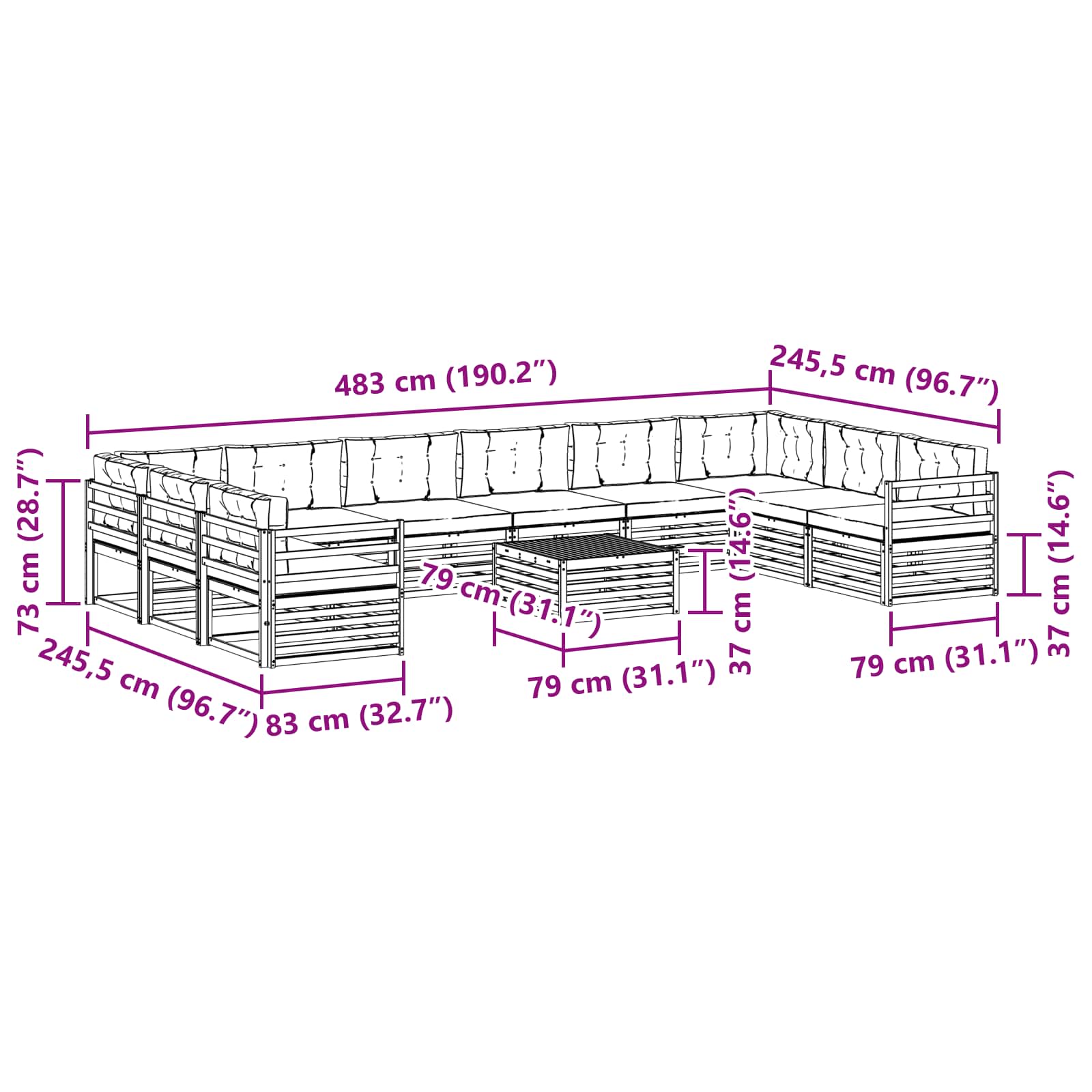 Sofa-Sets Massief Acaciahout image 8