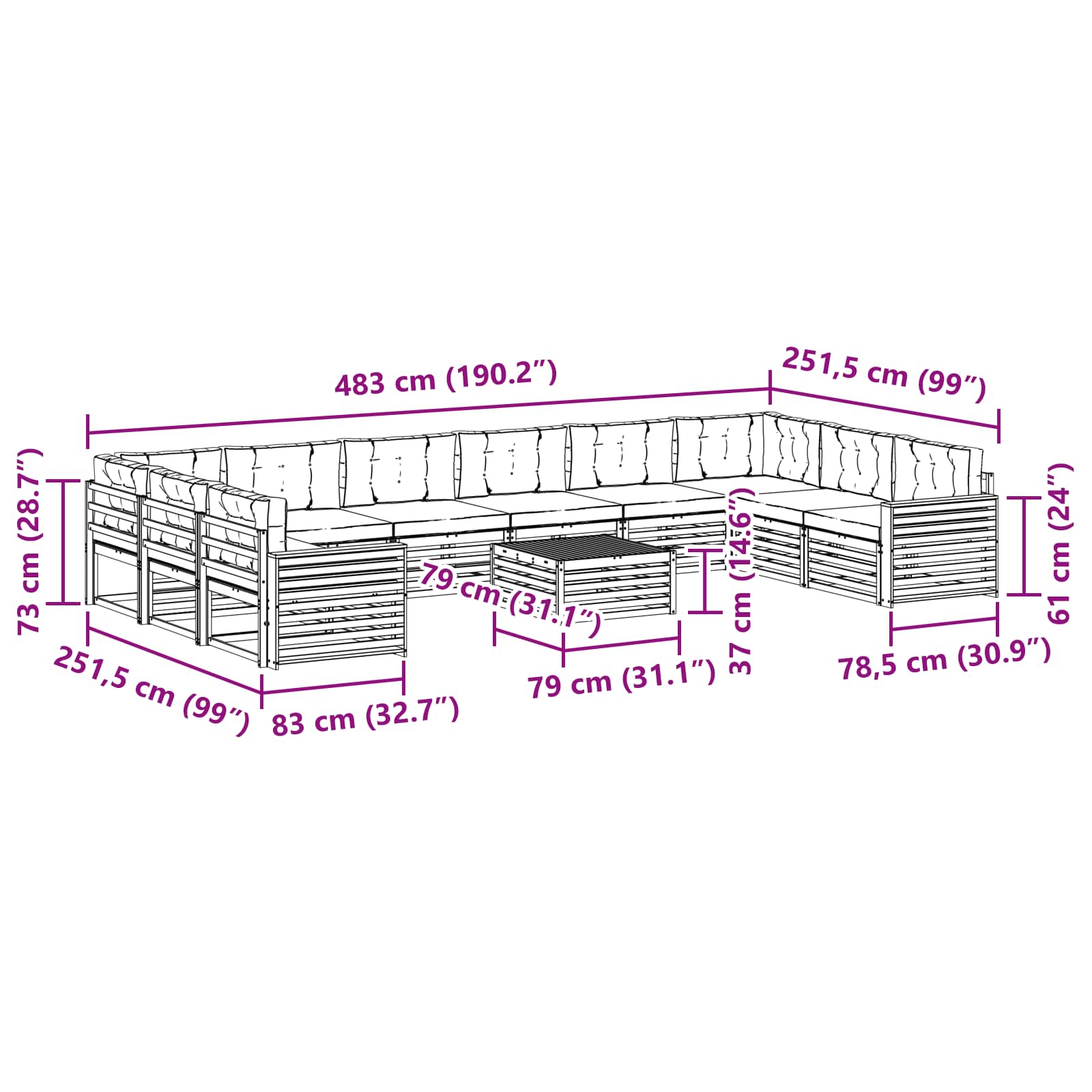 Sofa-Sets Massief Acaciahout image 8