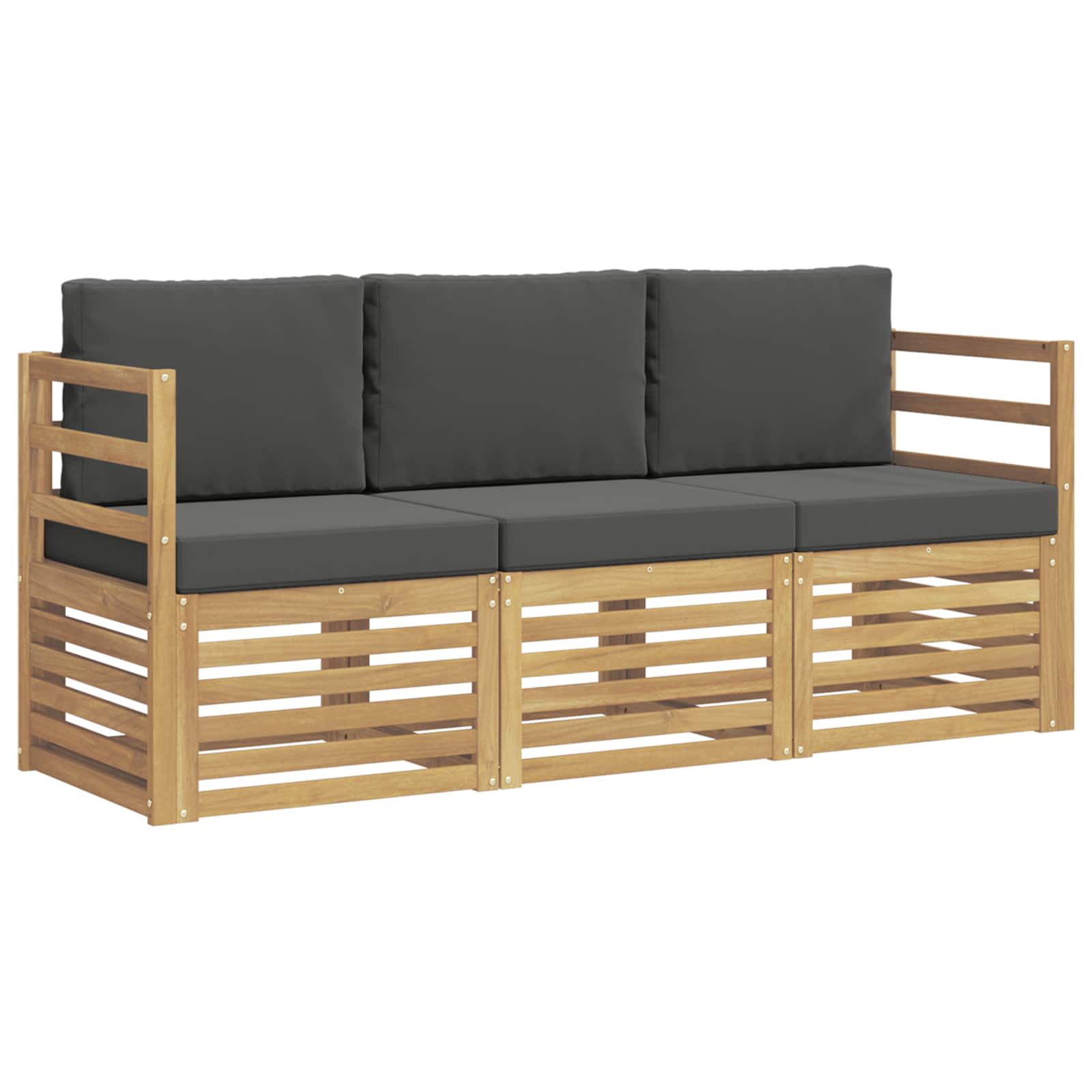 vidaXL Buiten bankenset 3 st 3-zits Wit en antracietkleurig Polyester, foto 3