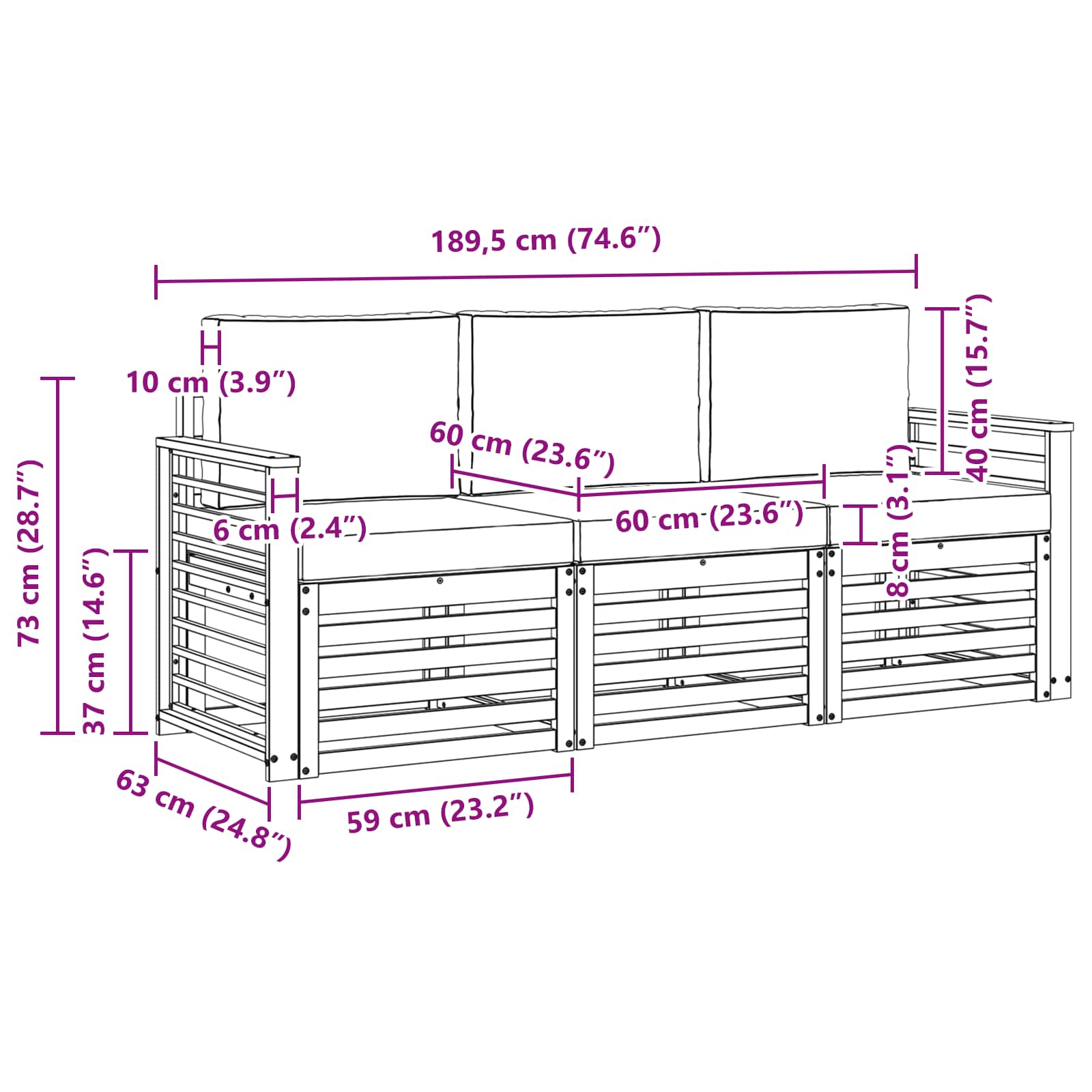 Sofa-Sets Massief Acaciahout image 6