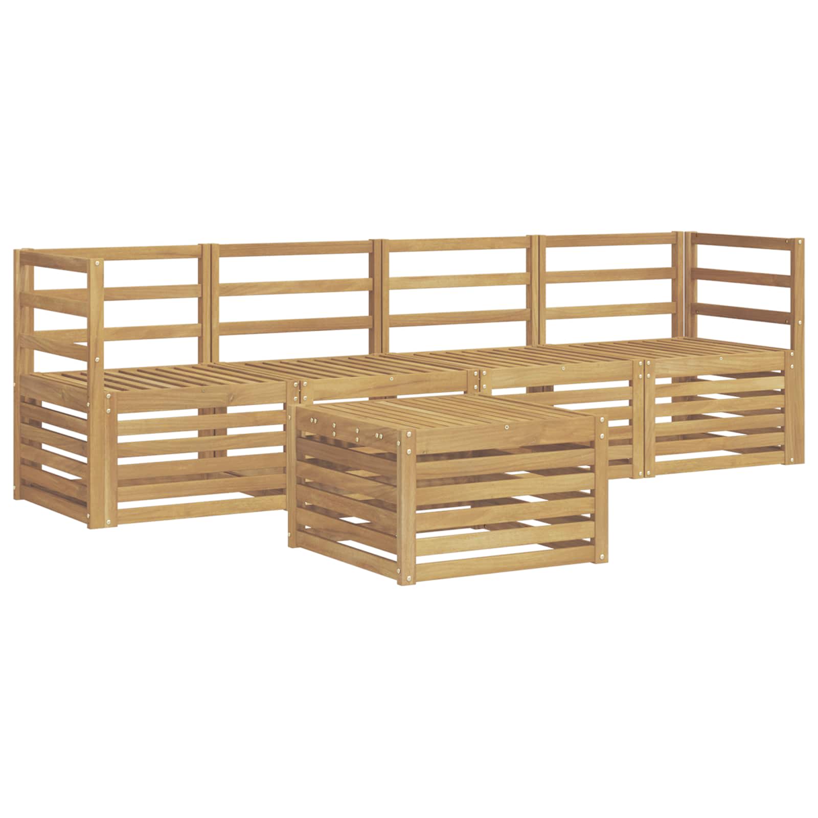 Buiten bankenset 5 pcs Wit Massief Acaciahout image 2