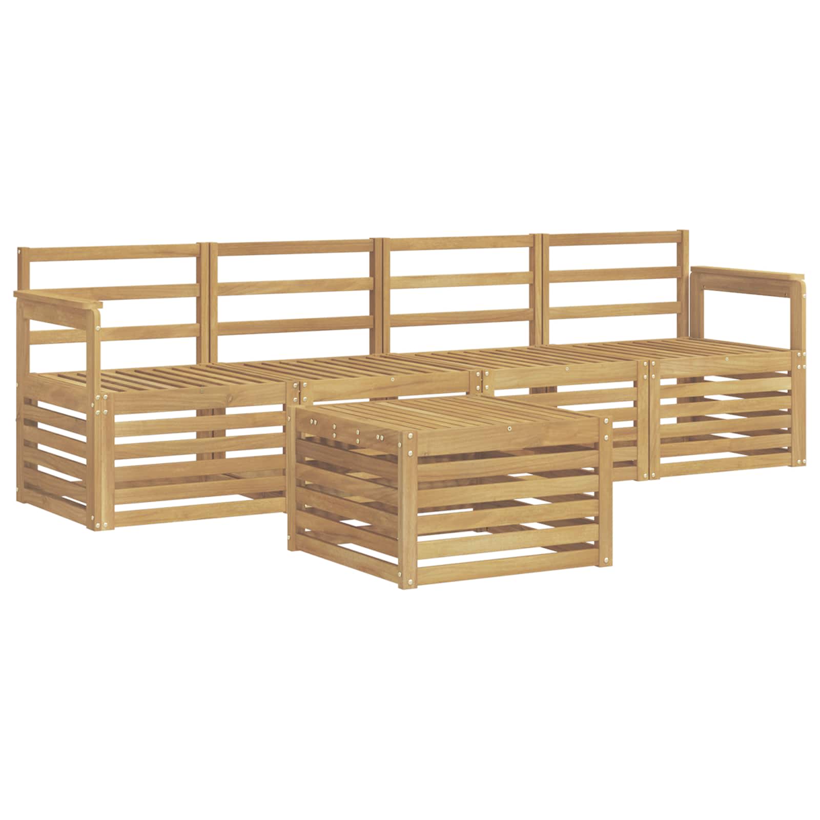 Buiten bankenset 5 pcs Wit Massief Acaciahout image 2