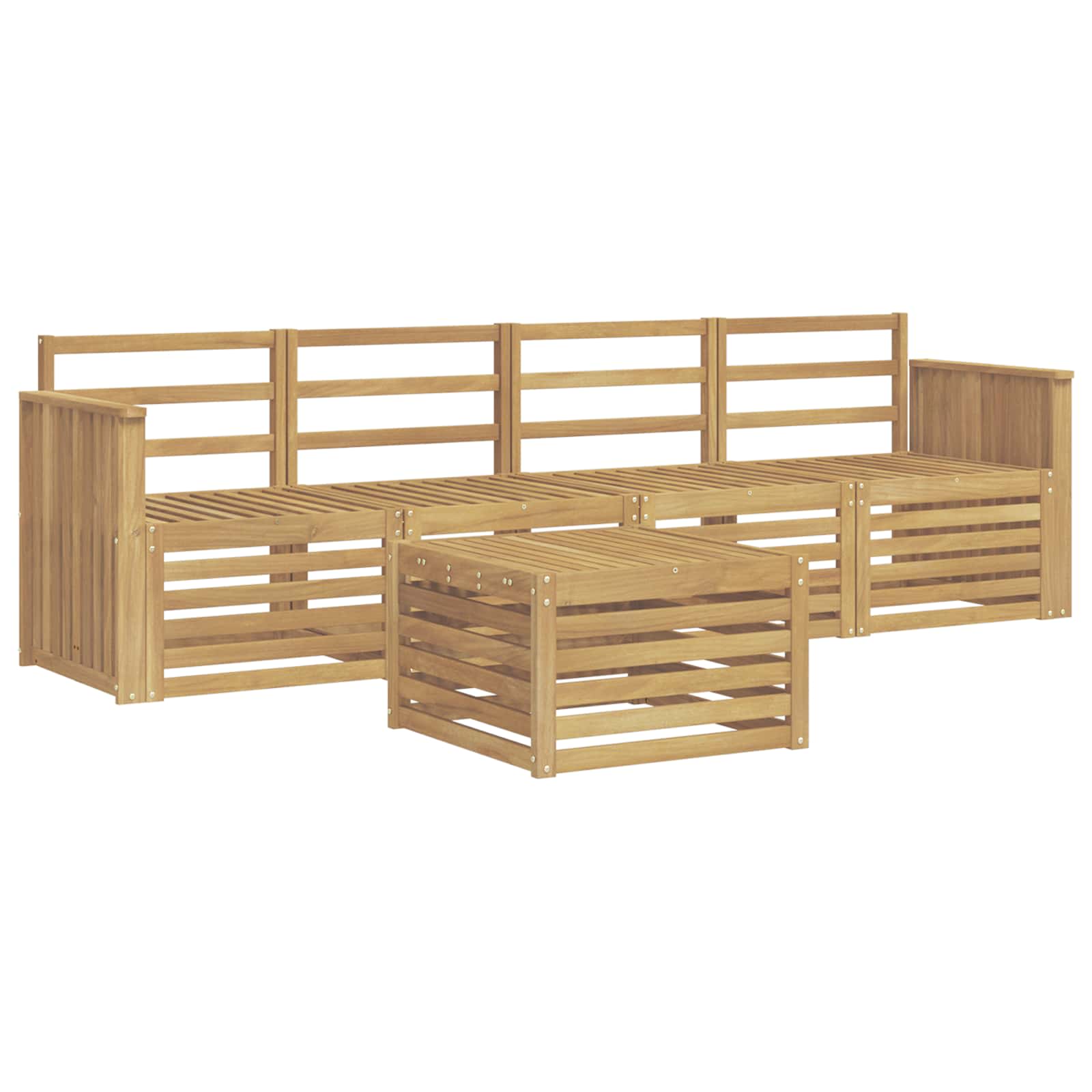 Buiten bankenset 5 pcs Wit Massief Acaciahout image 2