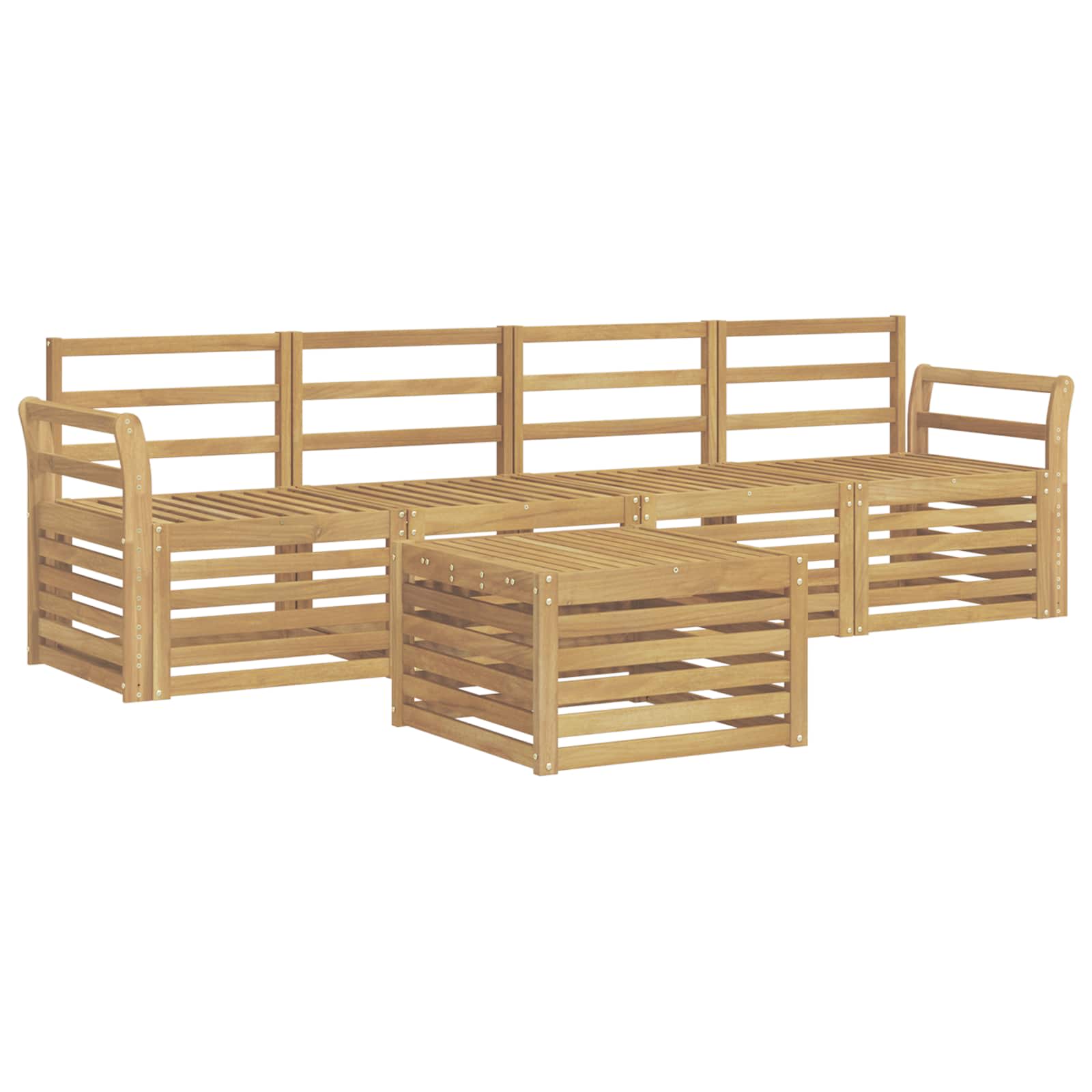 Buiten bankenset 5 pcs Wit Massief Acaciahout image 2