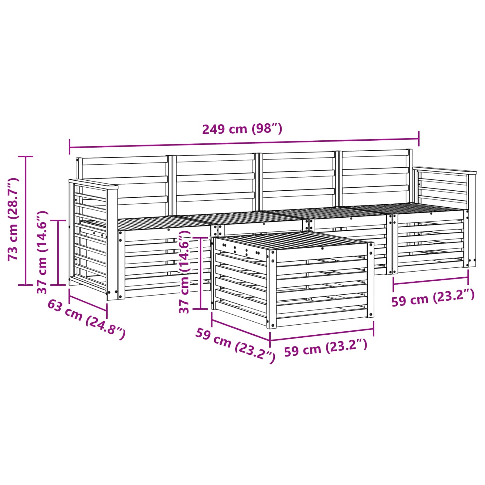 Sofa-Sets Massief Acaciahout image 7