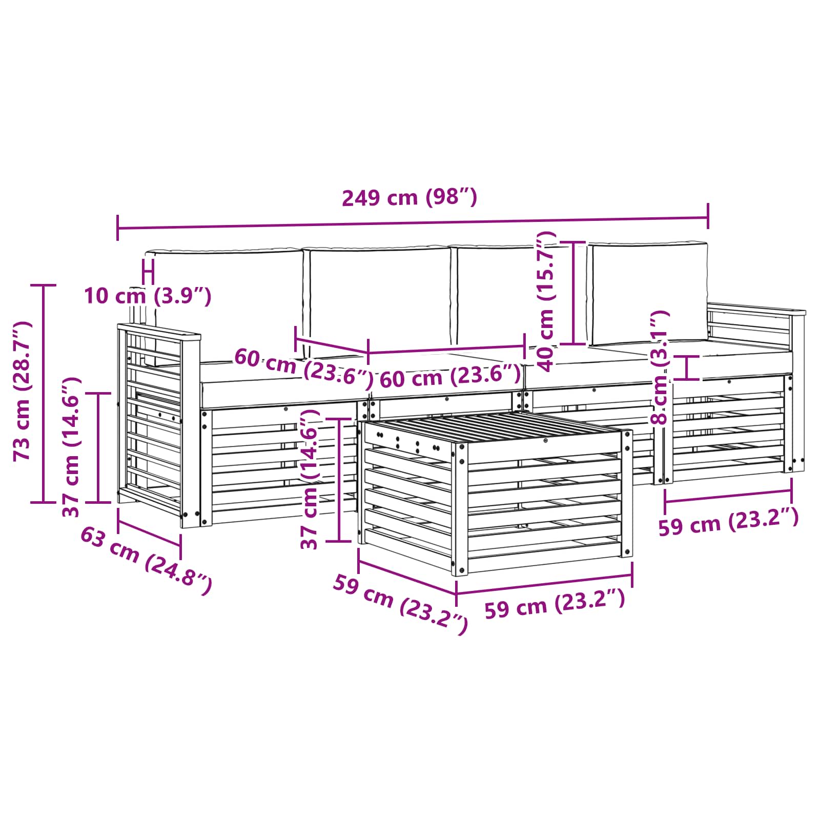 Sofa-Sets Massief Acaciahout image 6