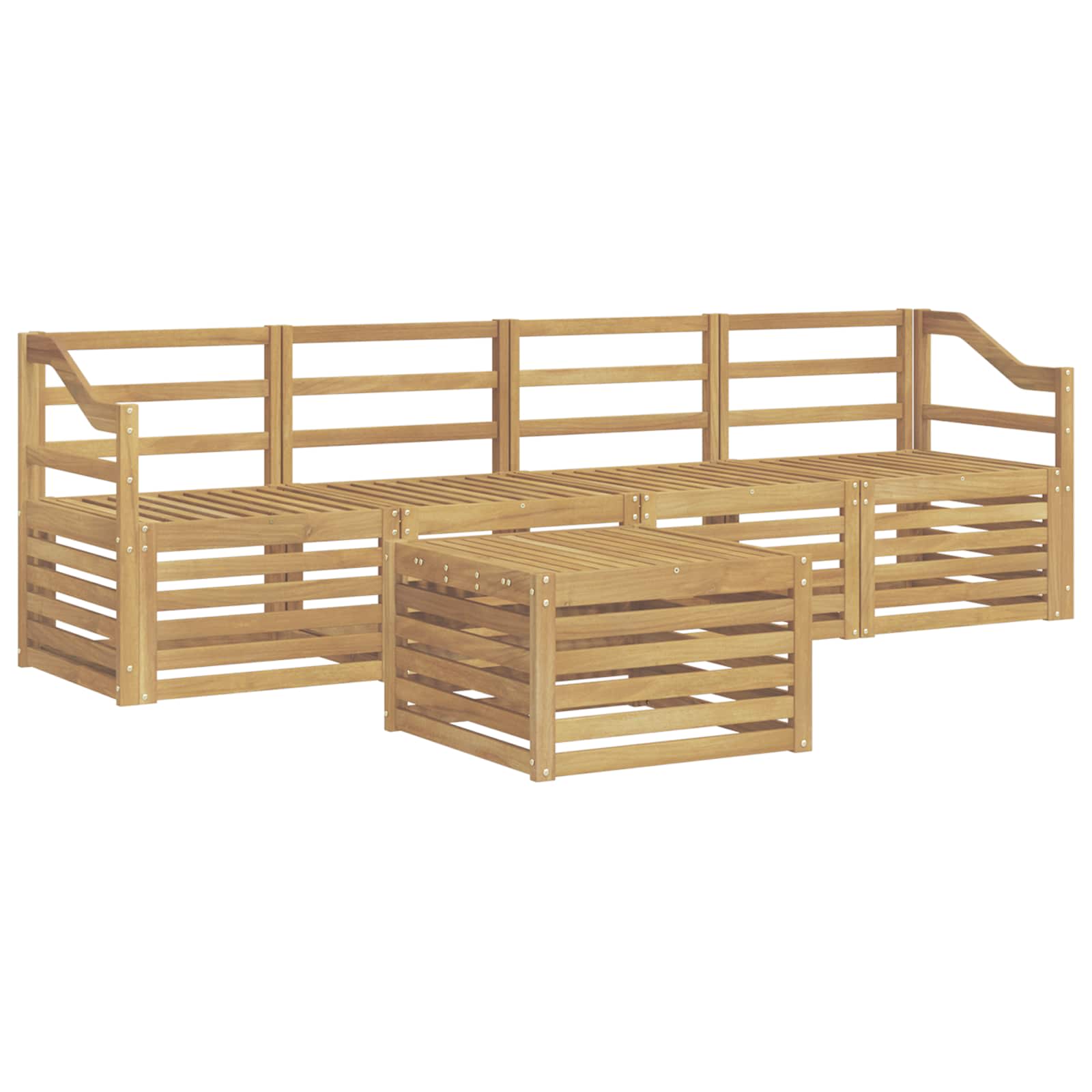 Buiten bankenset 5 pcs Wit Massief Acaciahout image 2