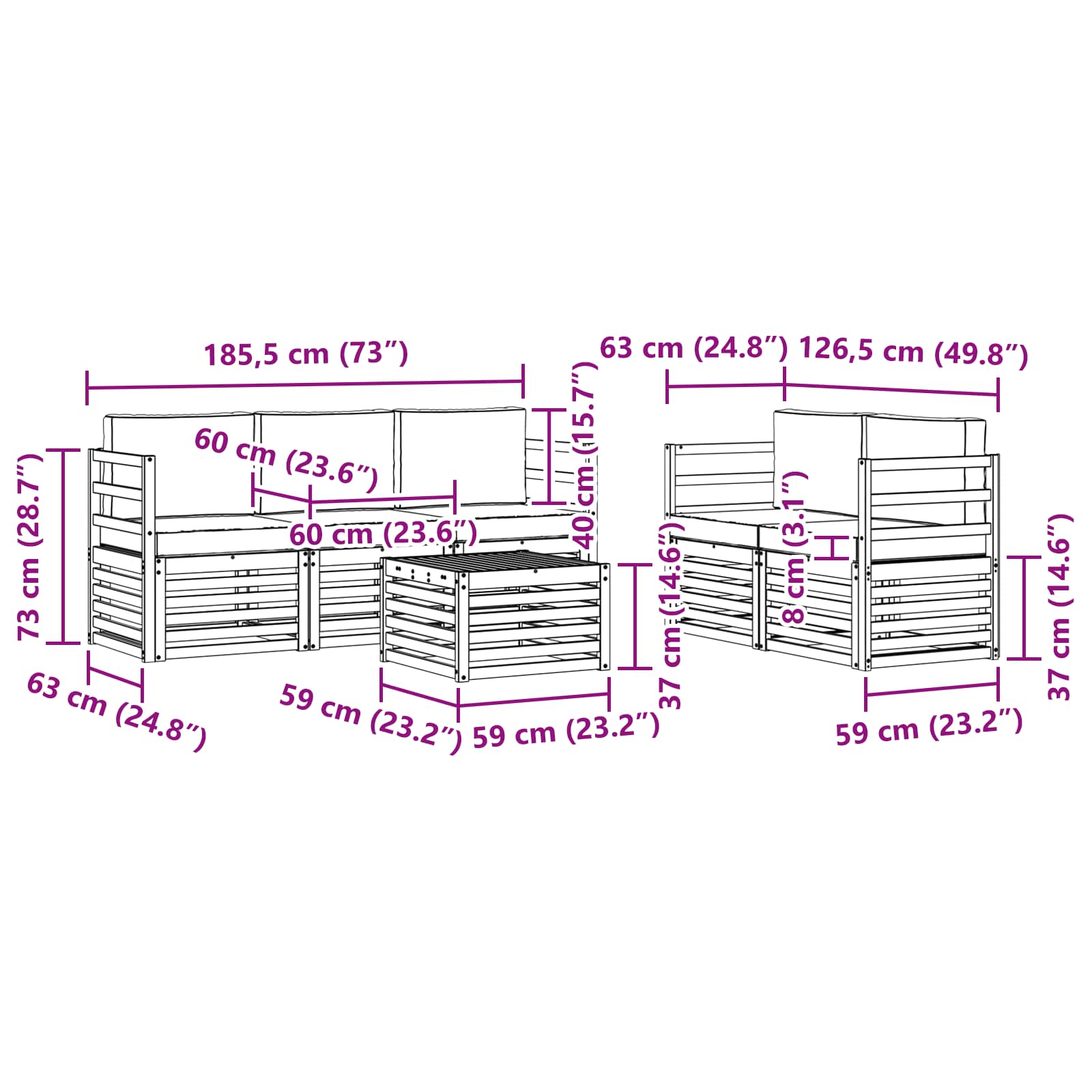 Sofa-Sets Massief Acaciahout image 7