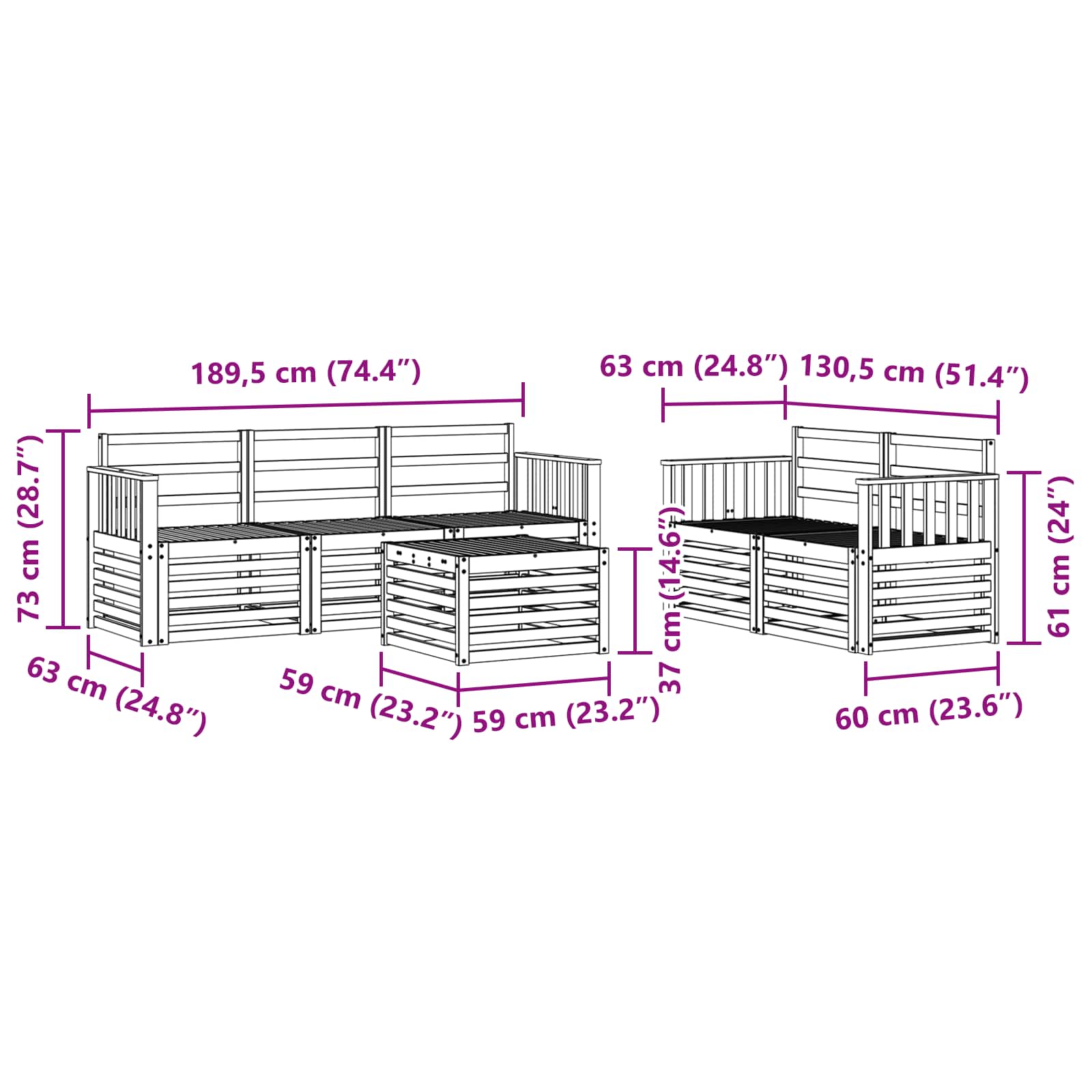 Sofa-Sets Massief Acaciahout image 8