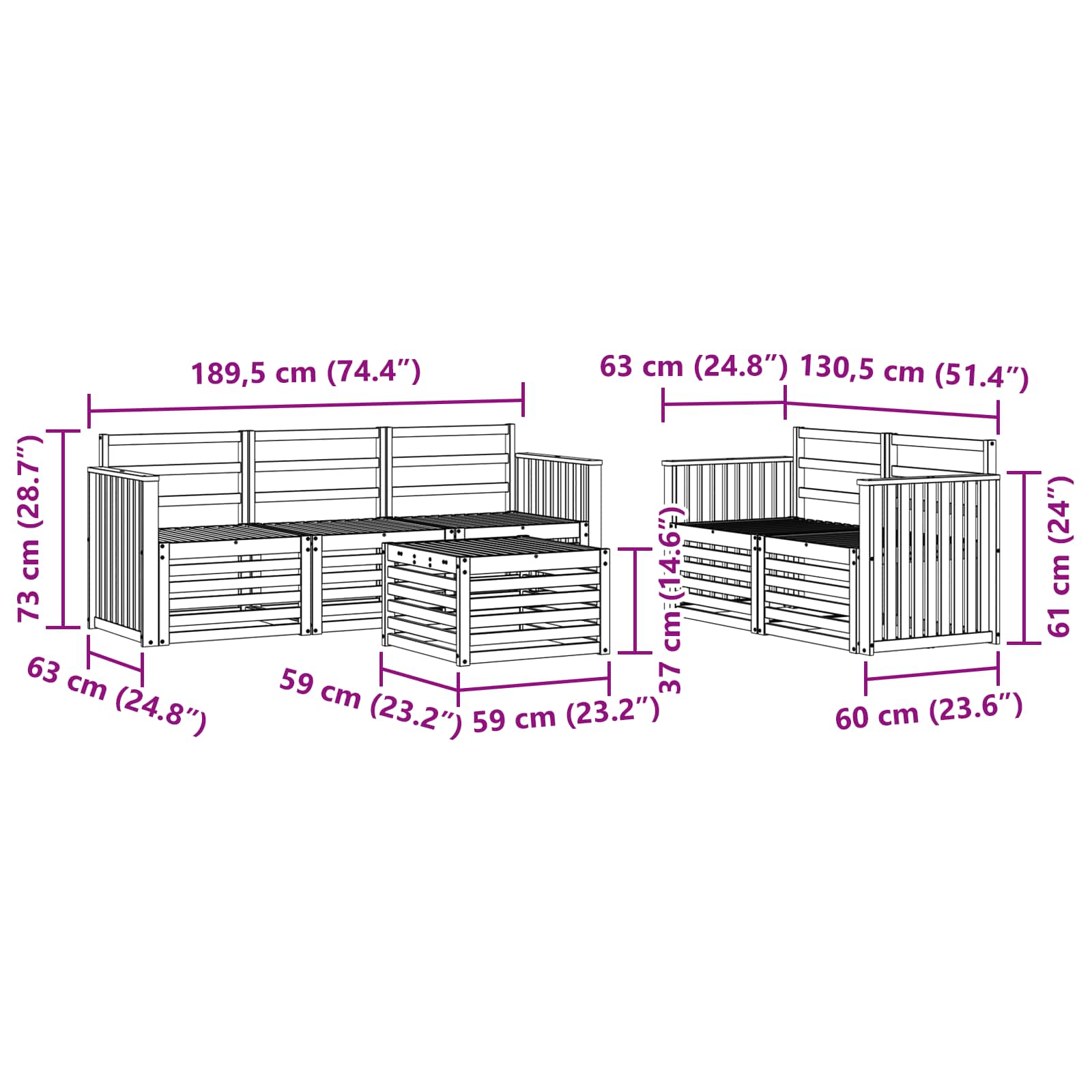 Sofa-Sets Massief Acaciahout image 8