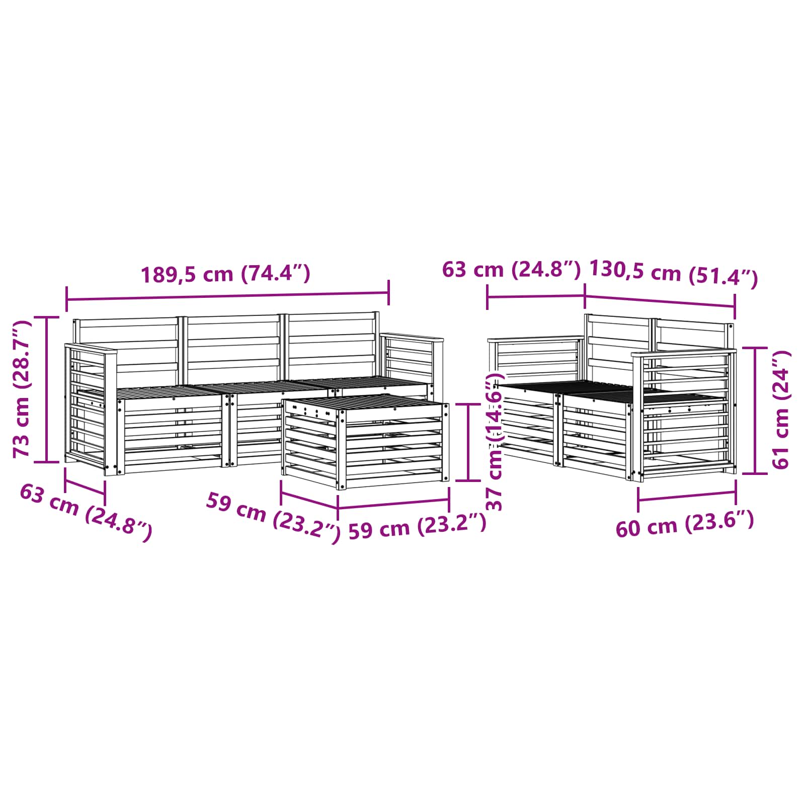 Sofa-Sets Massief Acaciahout image 8
