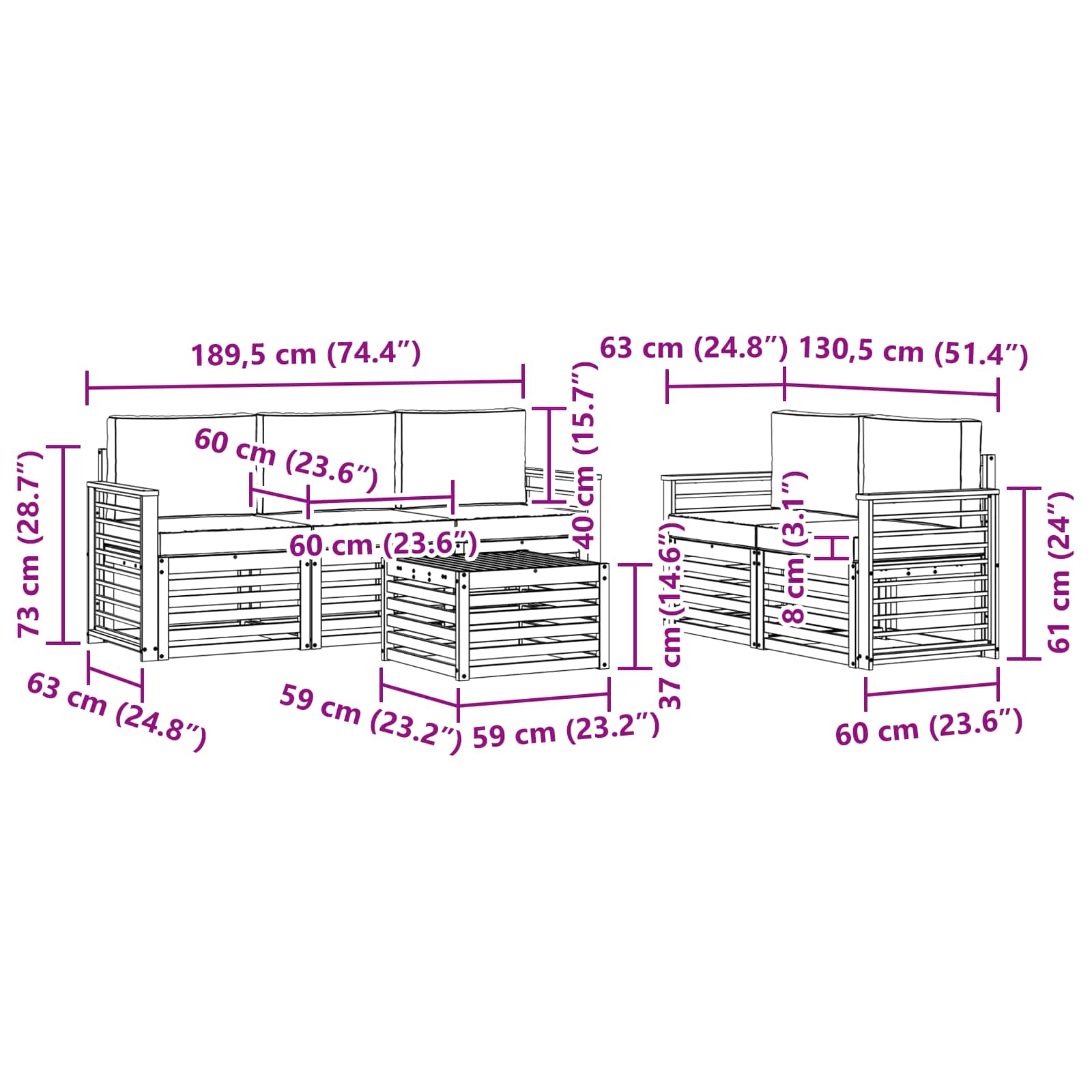 Sofa-Sets Massief Acaciahout image 7